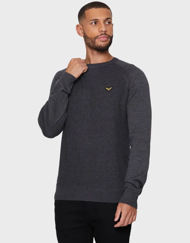 Men's Charcoal Marl Textured Jumper sold by Threadbare