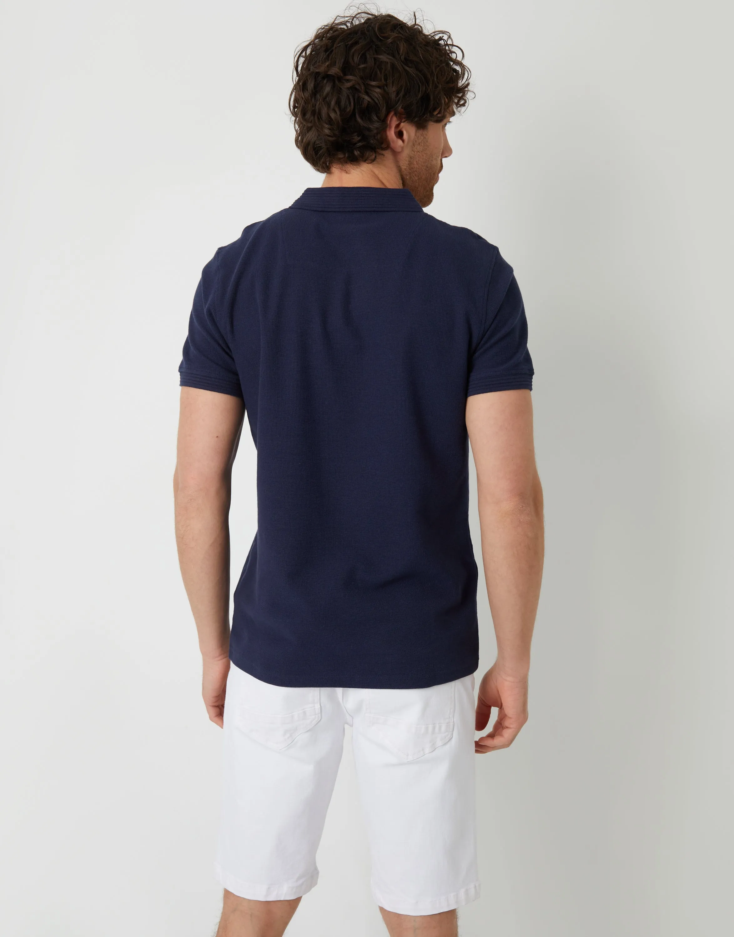 Threadbare Men's Navy Waffle Jersey Polo Shirt sold by Threadbare product image thumbnail 2