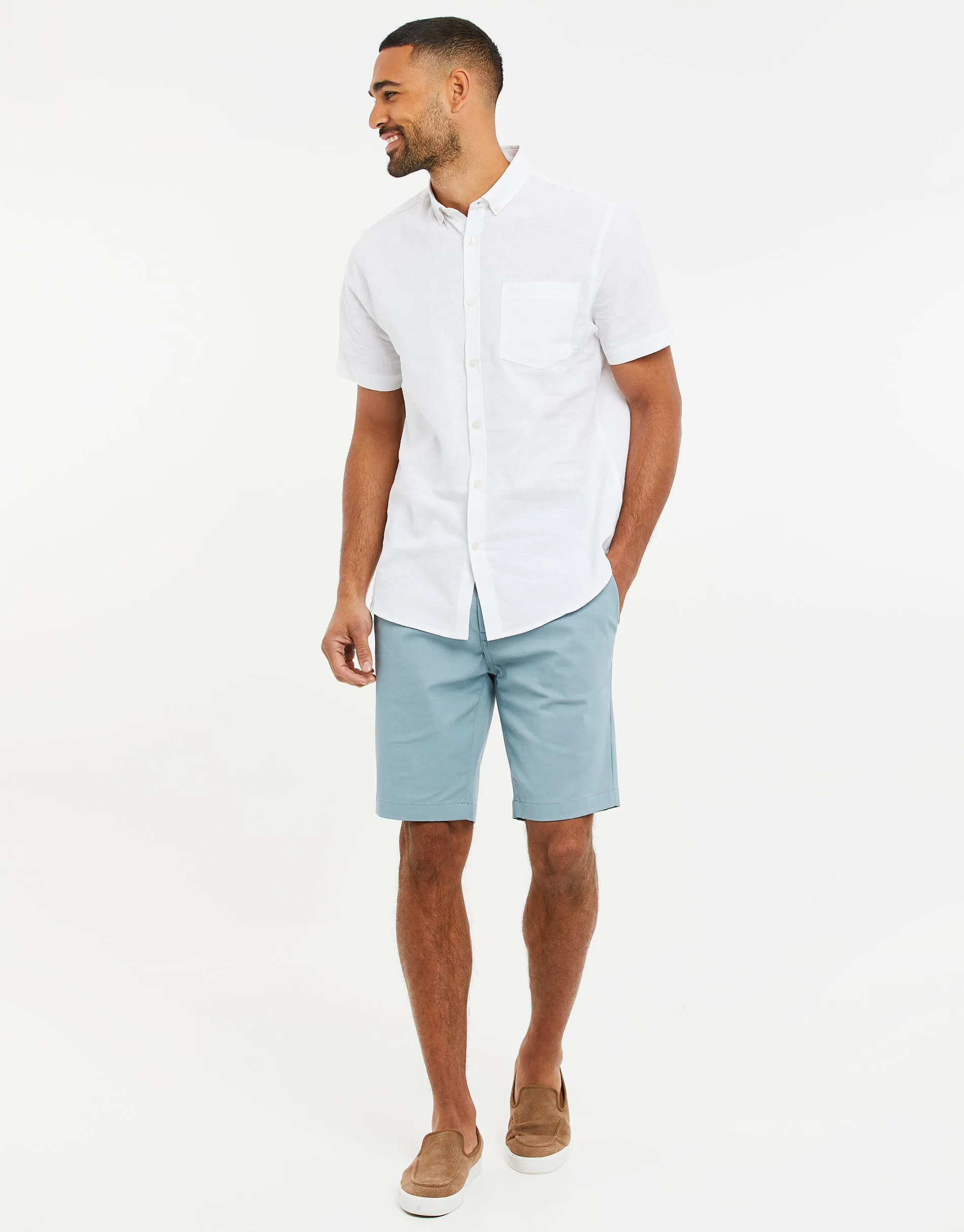 Men's Duck Egg Blue Slim Fit Chino Shorts sold by Threadbare product image thumbnail 3