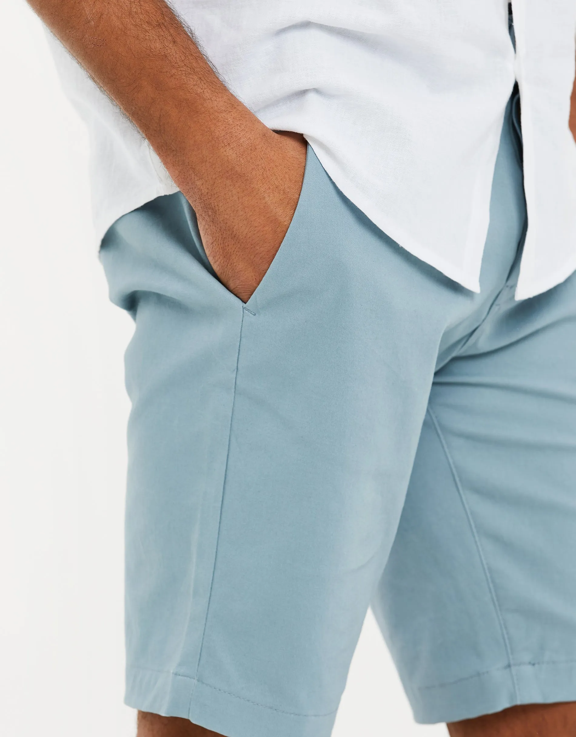 Men's Duck Egg Blue Slim Fit Chino Shorts sold by Threadbare product image thumbnail 4