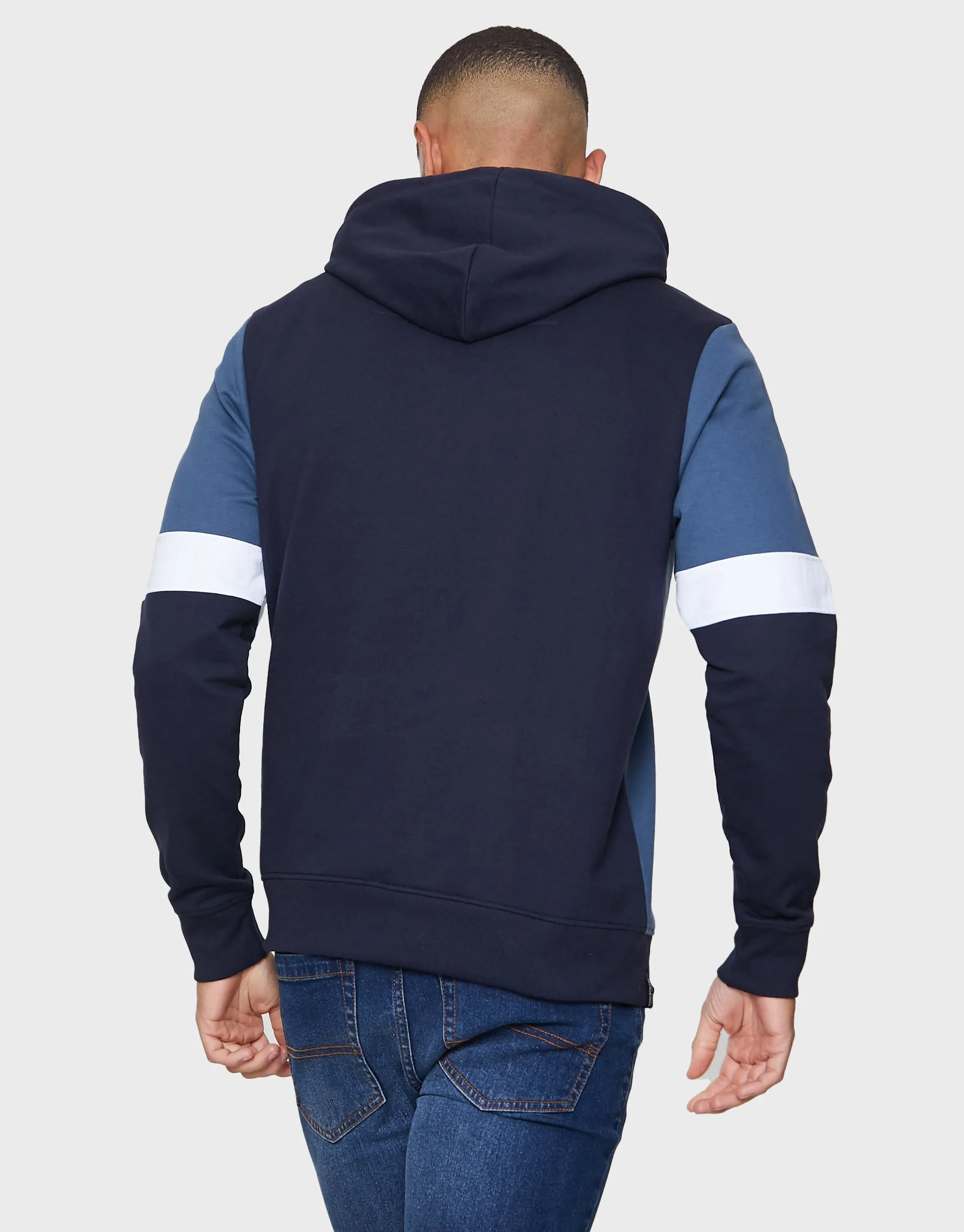 Men's Navy Colourblock Pullover Hoodie sold by Threadbare product image thumbnail 2