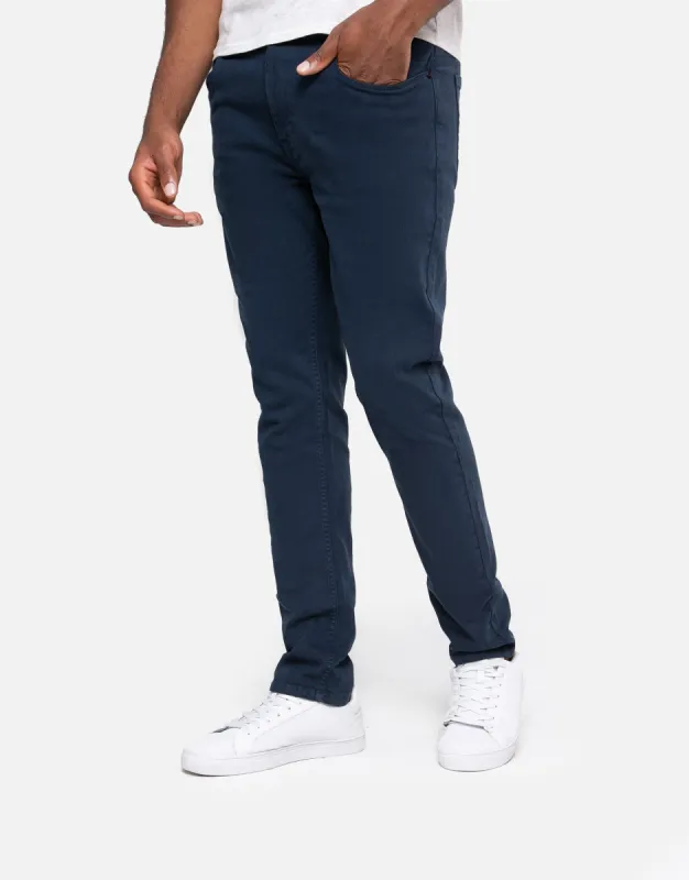 Men's Navy Regular Fit Chino Trousers sold by Threadbare