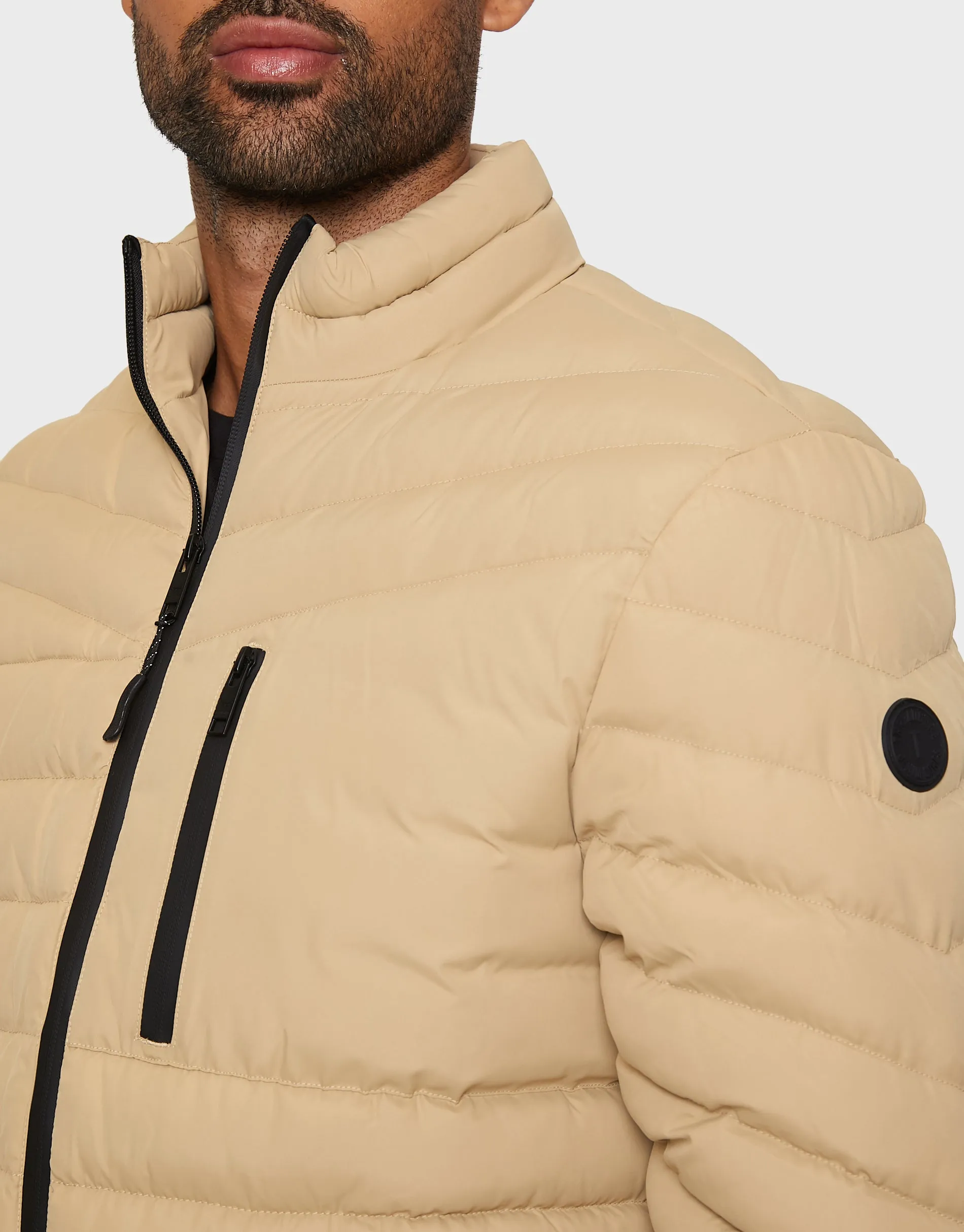 Men's Tan Lightweight Puffer Jacket sold by Threadbare product image thumbnail 4