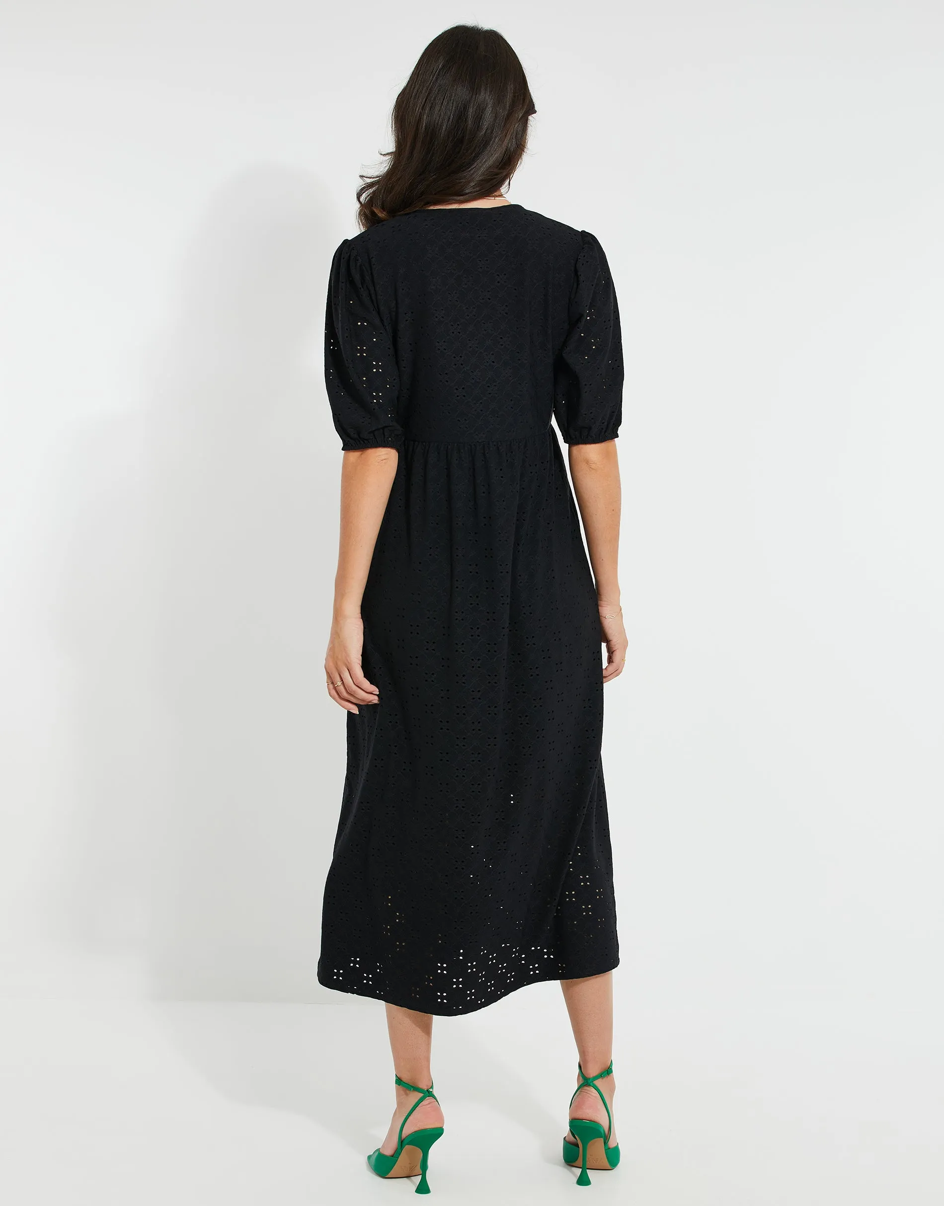 Women's Black Jersey Broderie Anglaise Dress sold by Threadbare product image thumbnail 2