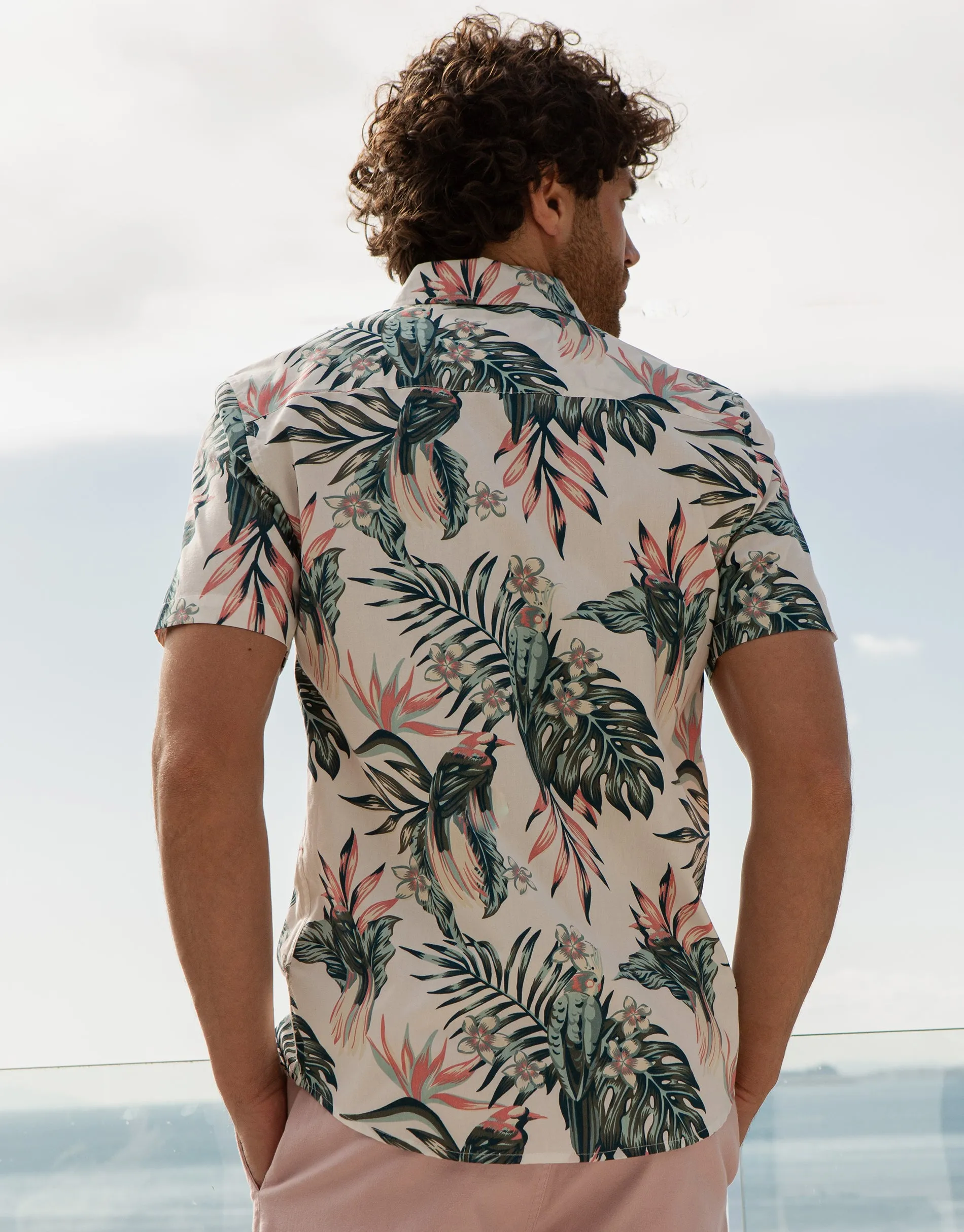 Men's Off White Tropical Print Short Sleeve Shirt sold by Threadbare product image thumbnail 2