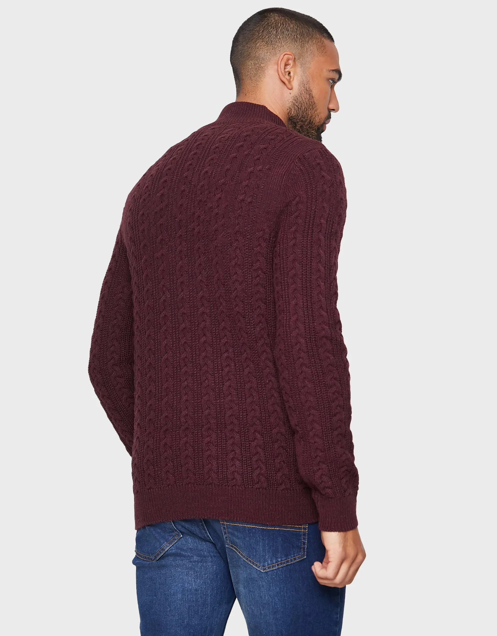 Men's Burgundy Quarter Zip Jumper sold by Threadbare product image thumbnail 2