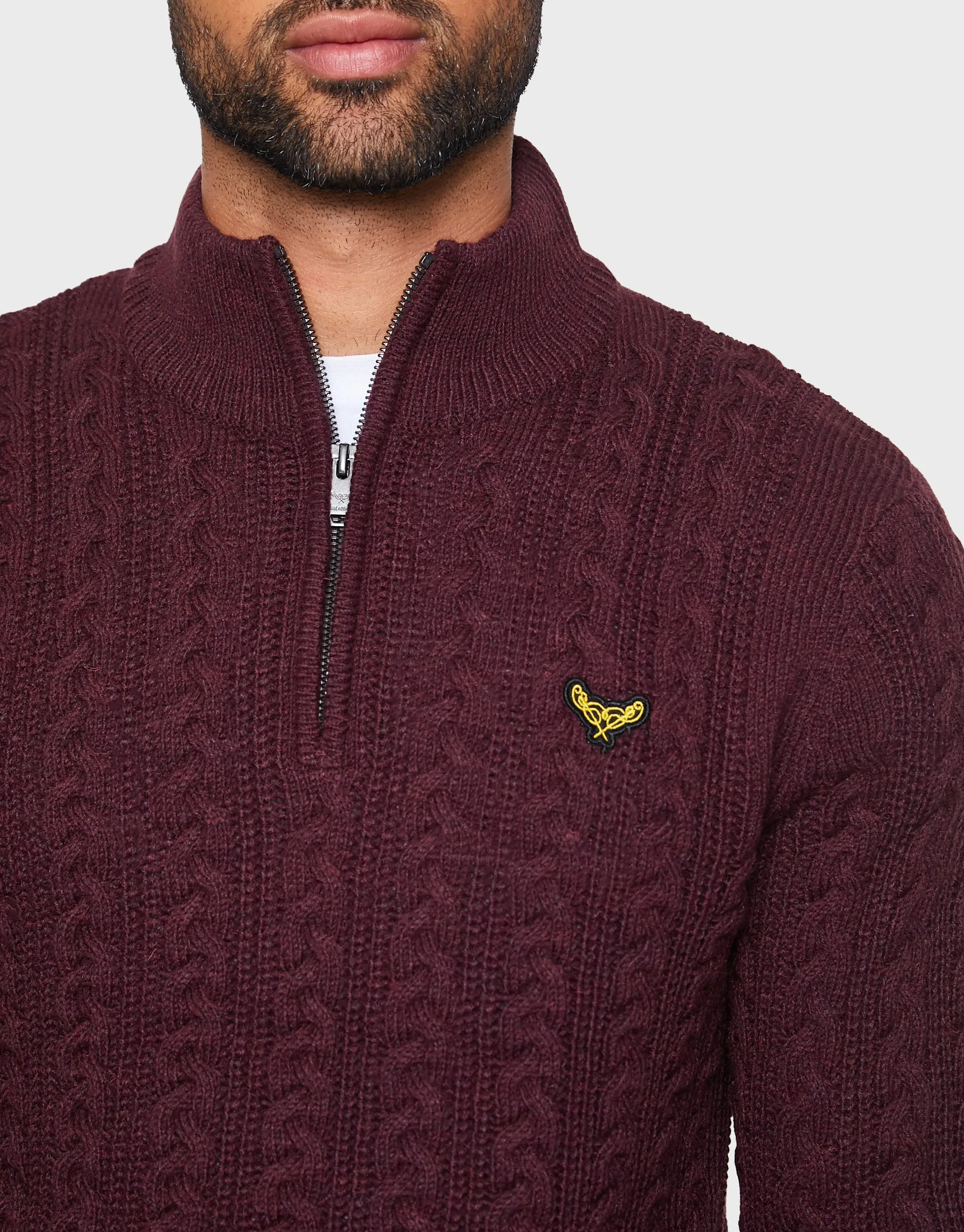 Men's Burgundy Quarter Zip Jumper sold by Threadbare product image thumbnail 4