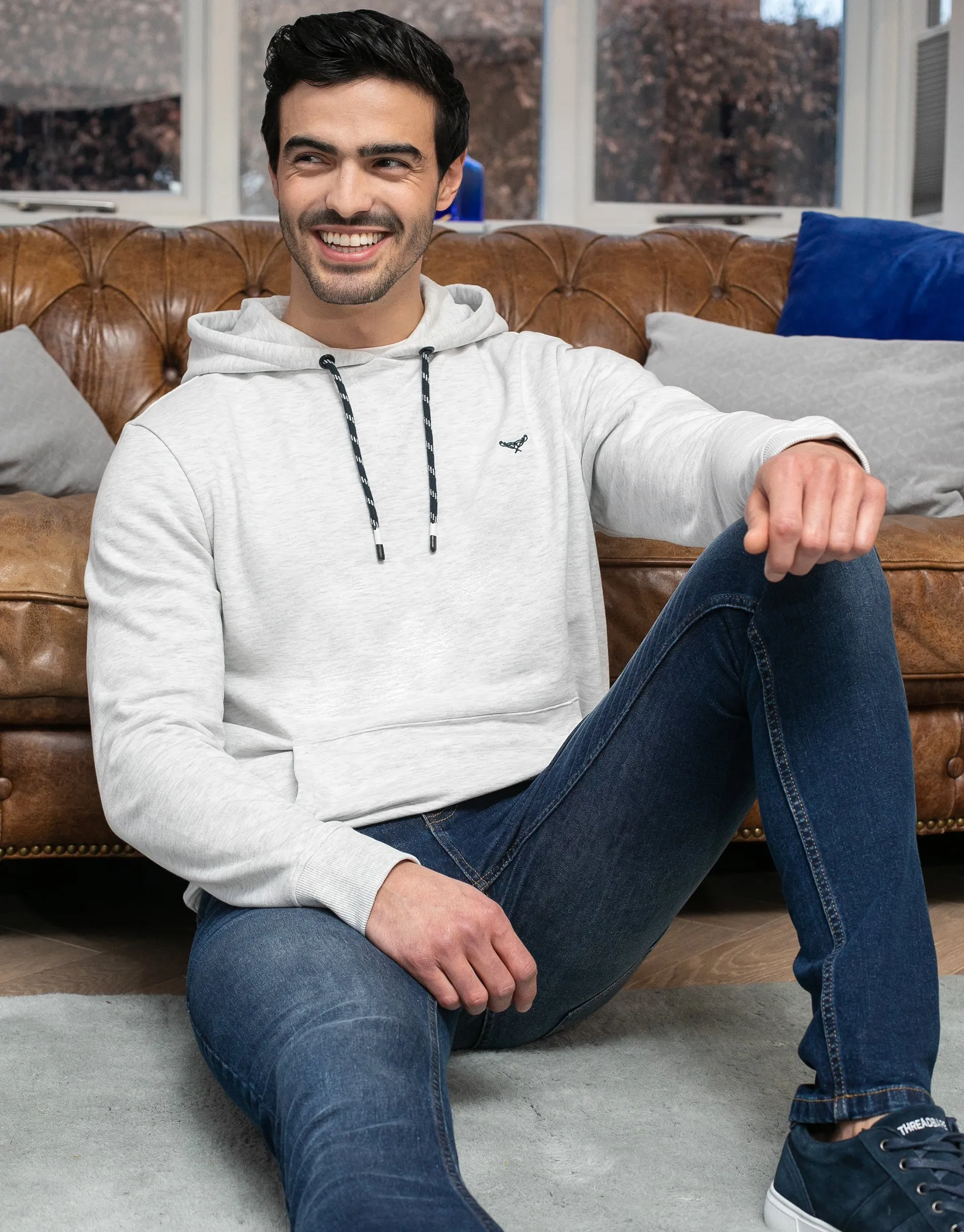 Men's Ecru Marl Pullover Hoodie sold by Threadbare