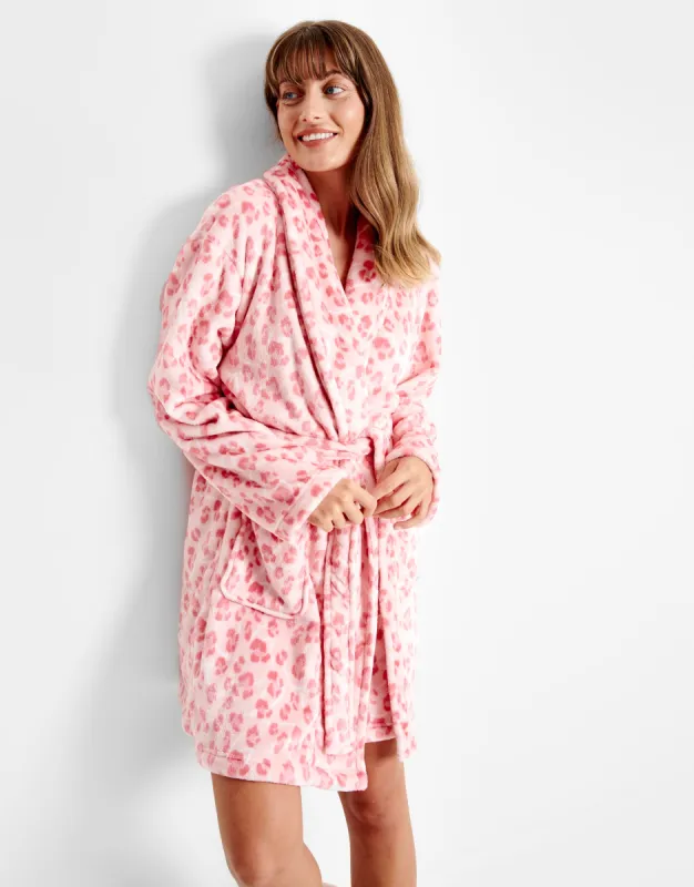 Women's Pink Animal Print Dressing Gown sold by Threadbare
