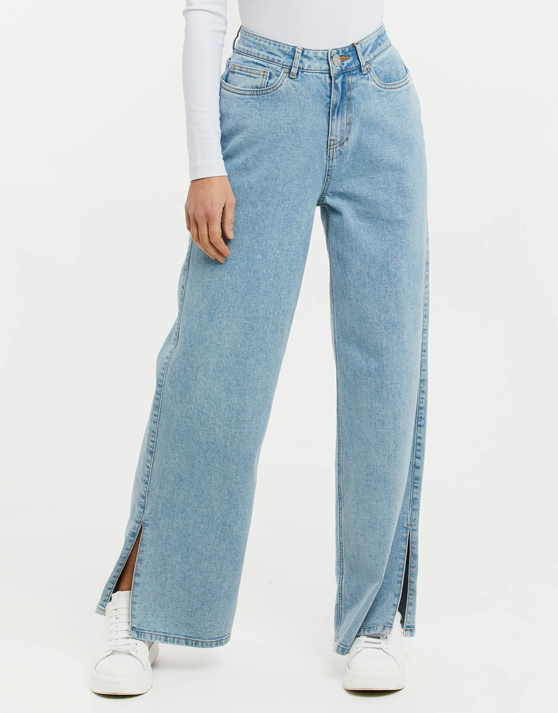 Women's Light Blue Wash Wide Leg Jeans sold by Threadbare