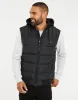 Men's Black Padded Hooded Gilet sold by Threadbare