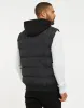 Men's Black Padded Hooded Gilet sold by Threadbare