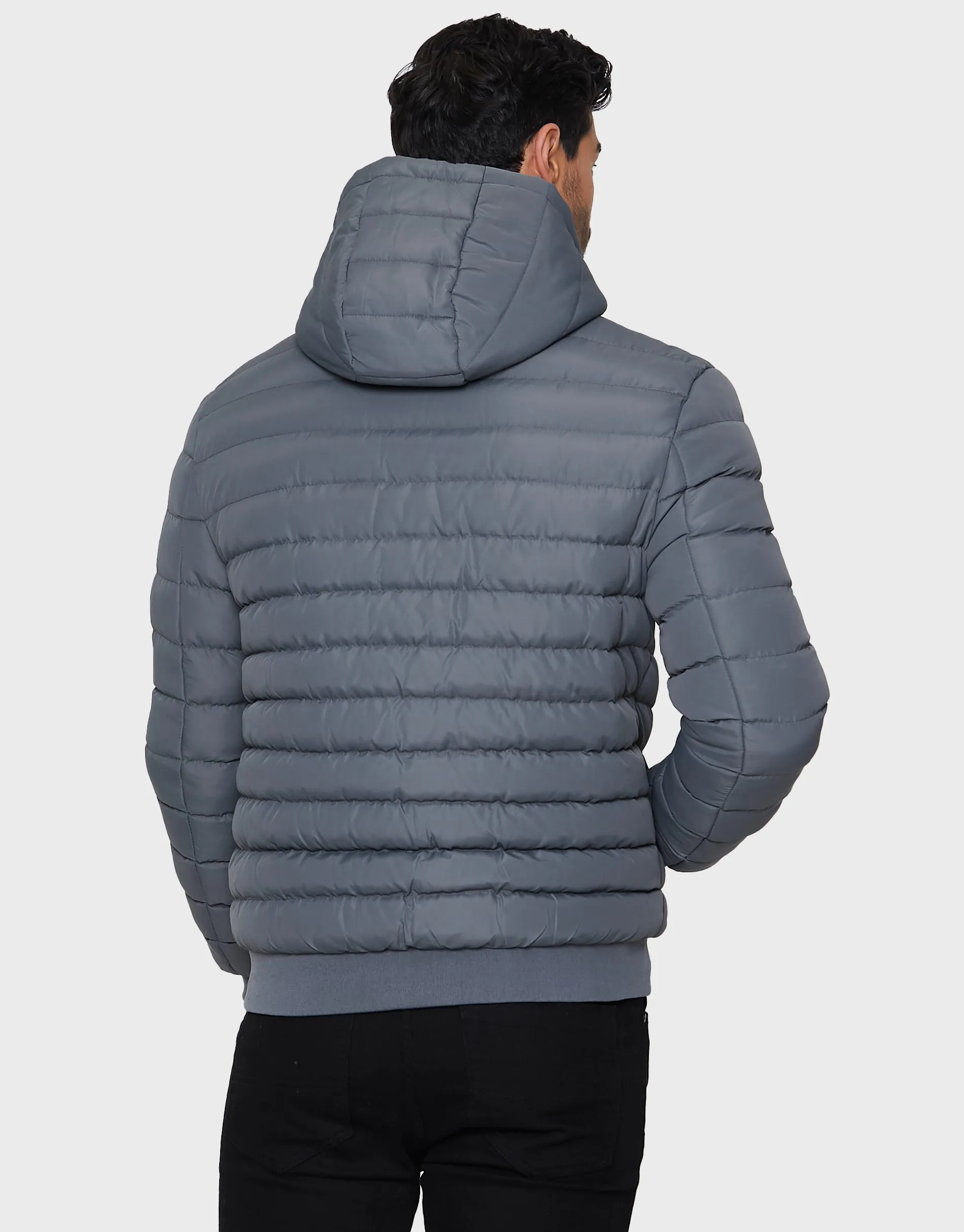 Men's Charcoal Hooded Puffer Jacket sold by Threadbare product image thumbnail 2