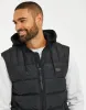 Men's Black Padded Hooded Gilet sold by Threadbare