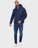 Men's Navy Hooded Puffer Jacket sold by Threadbare