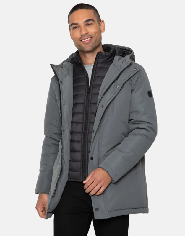 Men's Charcoal Mock Layer Mac sold by Threadbare