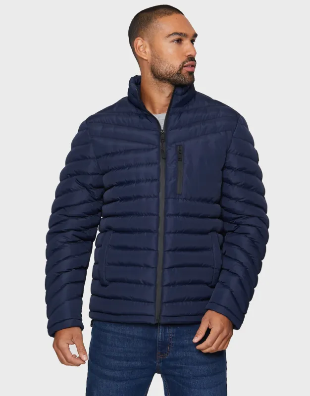 Men's Navy Lightweight Puffer Jacket sold by Threadbare
