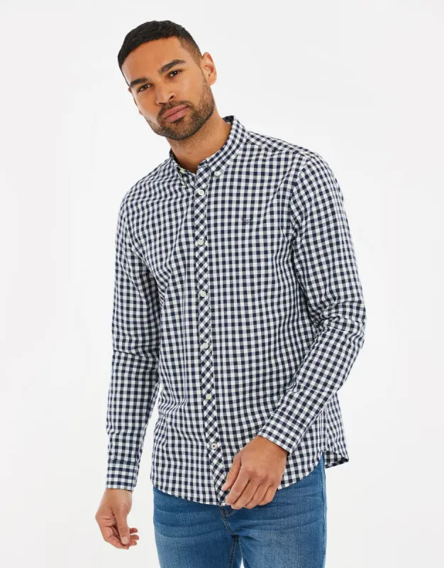 Men's Blue Inter Check Long Sleeve Shirt sold by Threadbare