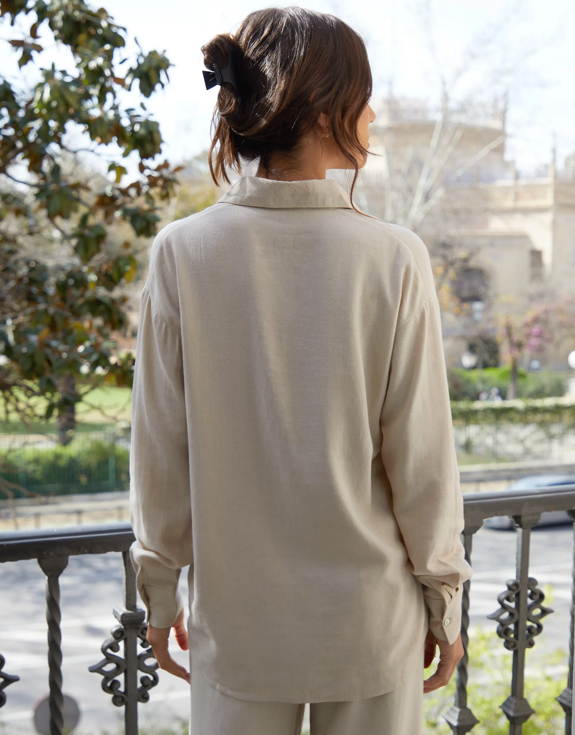 Women's Ecru Oversized Linen Blend Shirt sold by Threadbare product image thumbnail 2