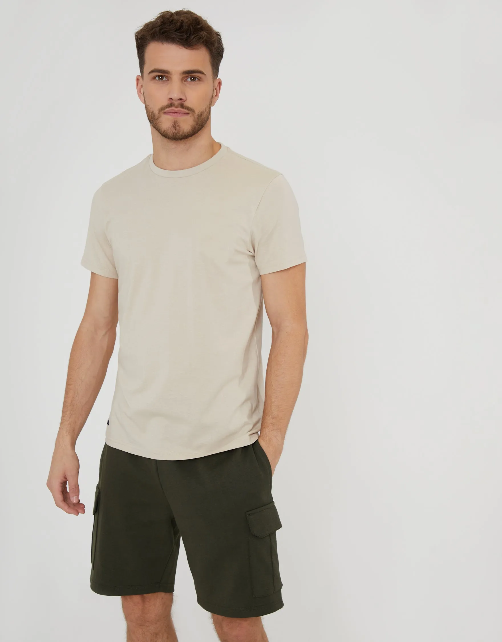Khaki Green Cargo Sweat Shorts sold by Threadbare