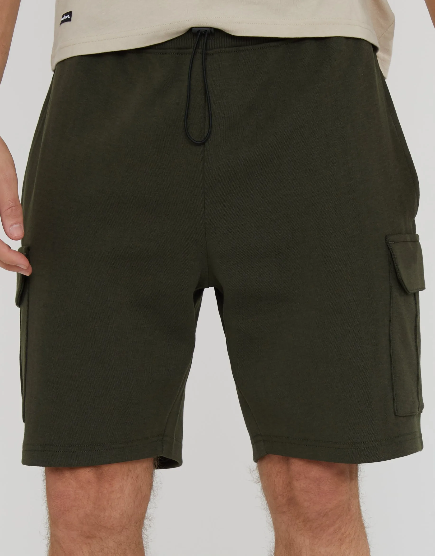 Khaki Green Cargo Sweat Shorts sold by Threadbare product image thumbnail 4