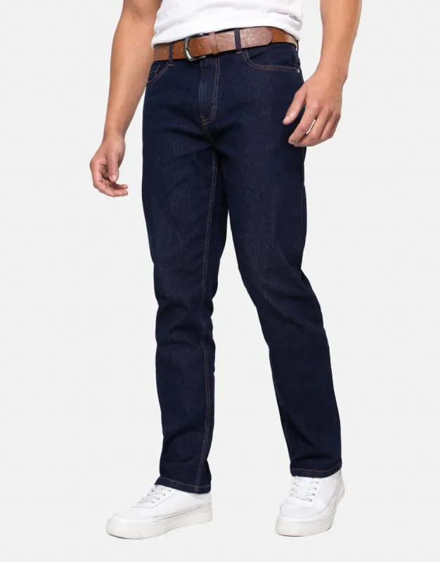 Men's Dark Blue Wash Straight Leg Belted Jeans sold by Threadbare