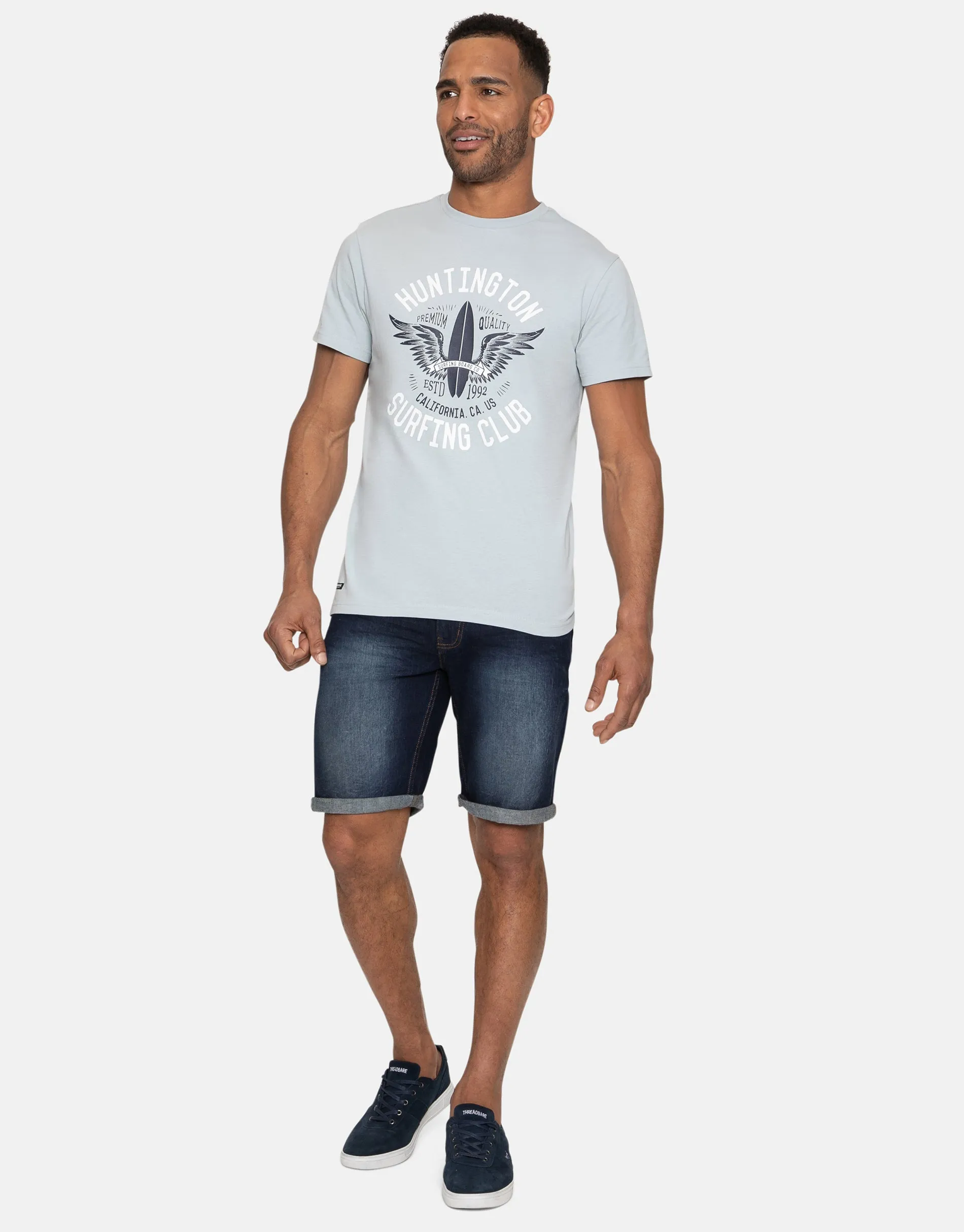 Men's Blue Front Print Cotton T-Shirt sold by Threadbare product image thumbnail 3