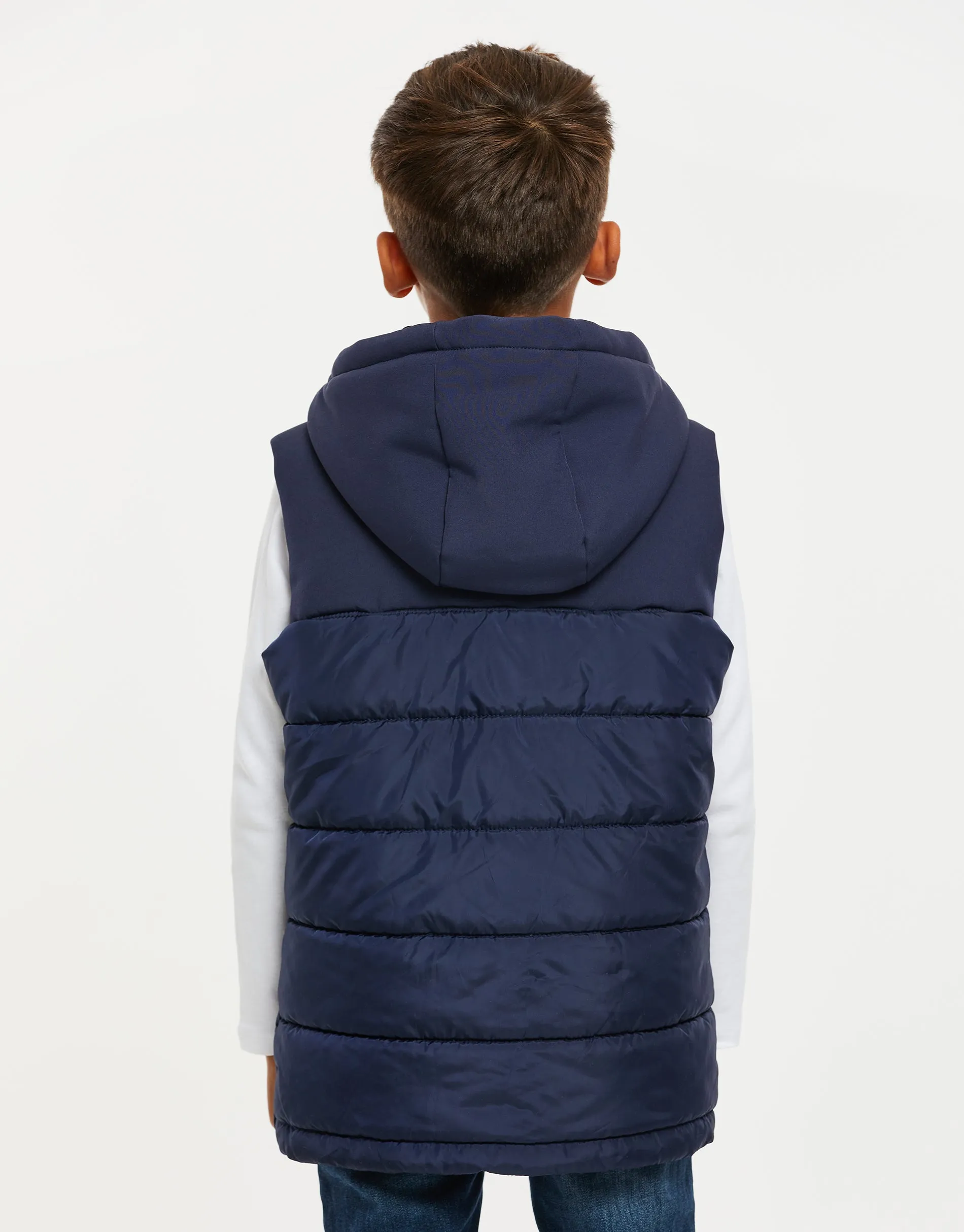 Boys' Navy Padded Hooded Gilet sold by Threadbare product image thumbnail 3