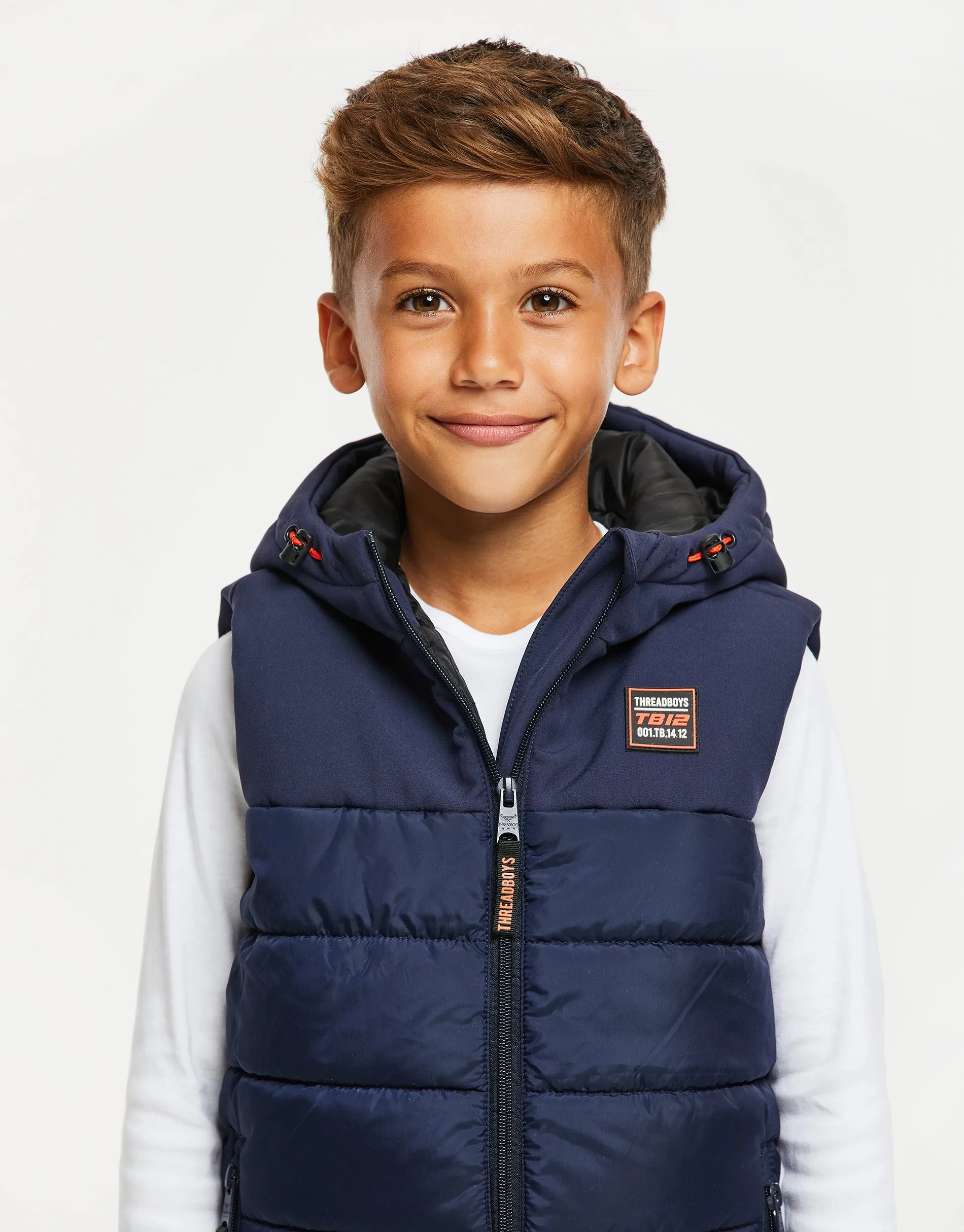 Boys' Navy Padded Hooded Gilet sold by Threadbare product image thumbnail 5