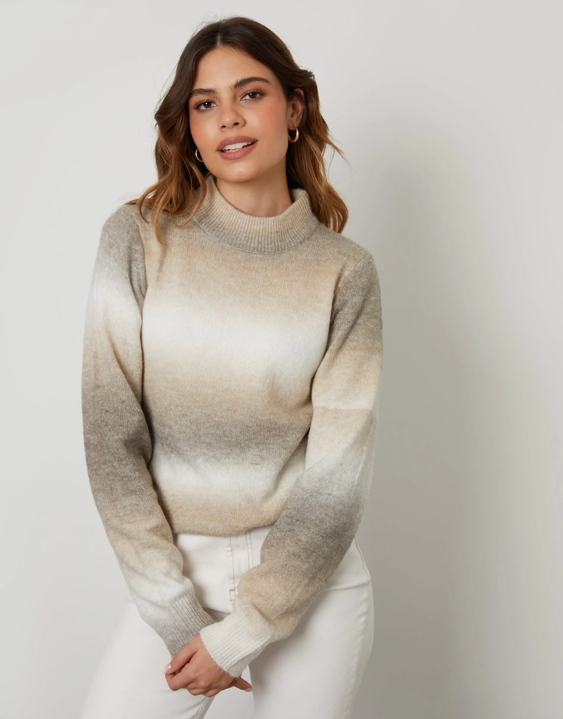 Women's Cream Ombré Crew Neck Jumper sold by Threadbare product image thumbnail 3