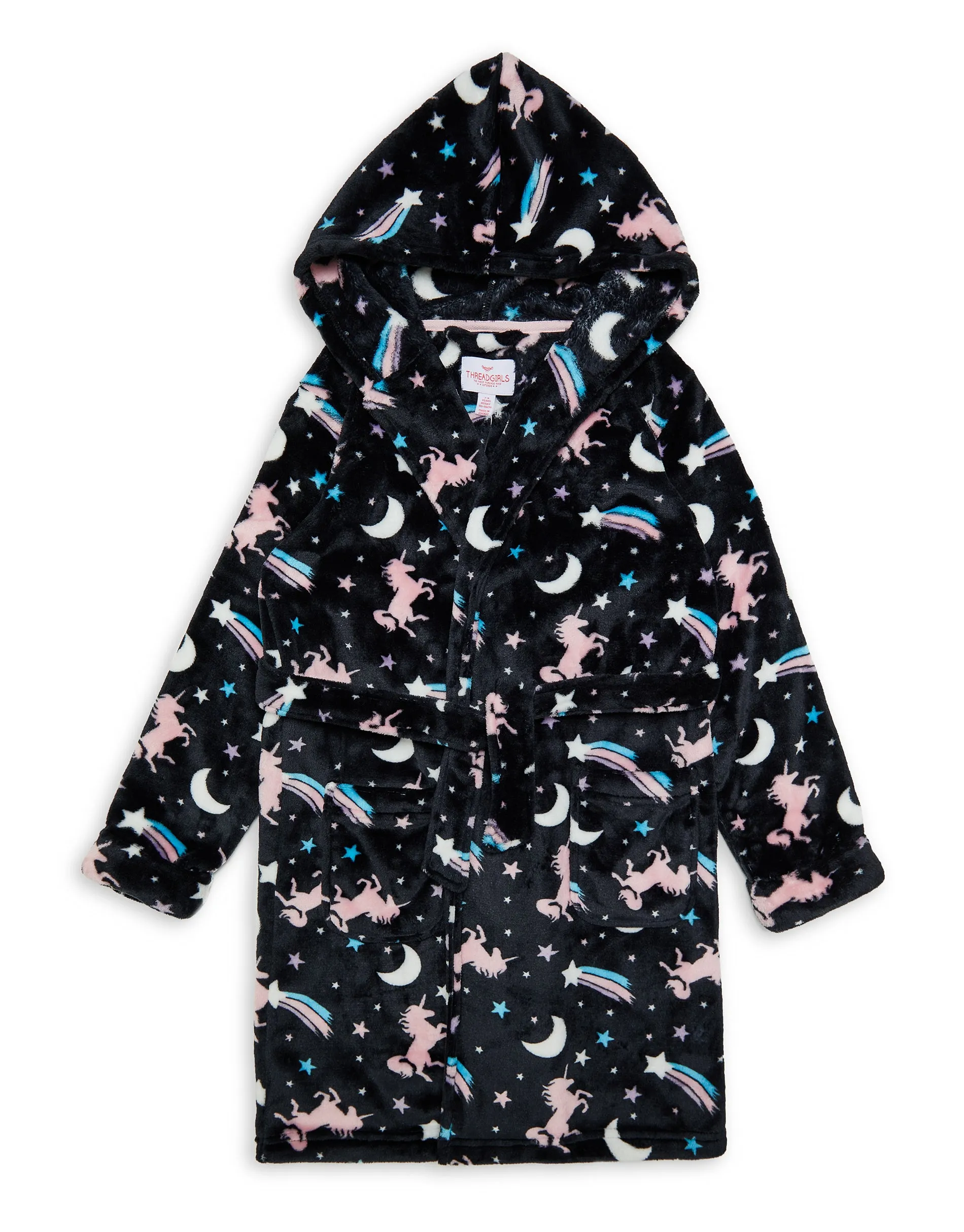 Girls' Black Plush Dressing Gown sold by Threadbare product image thumbnail 5