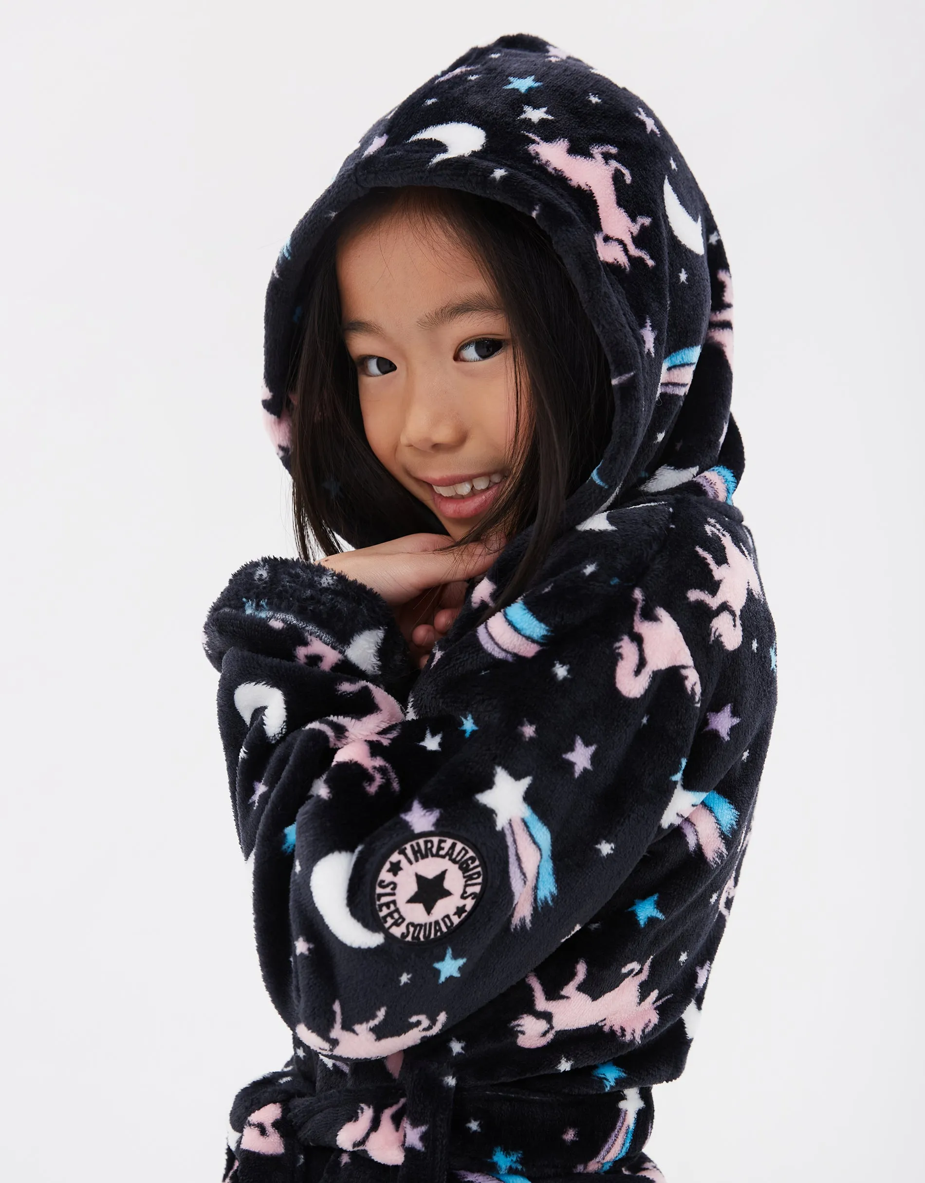 Girls' Black Plush Dressing Gown sold by Threadbare product image thumbnail 4