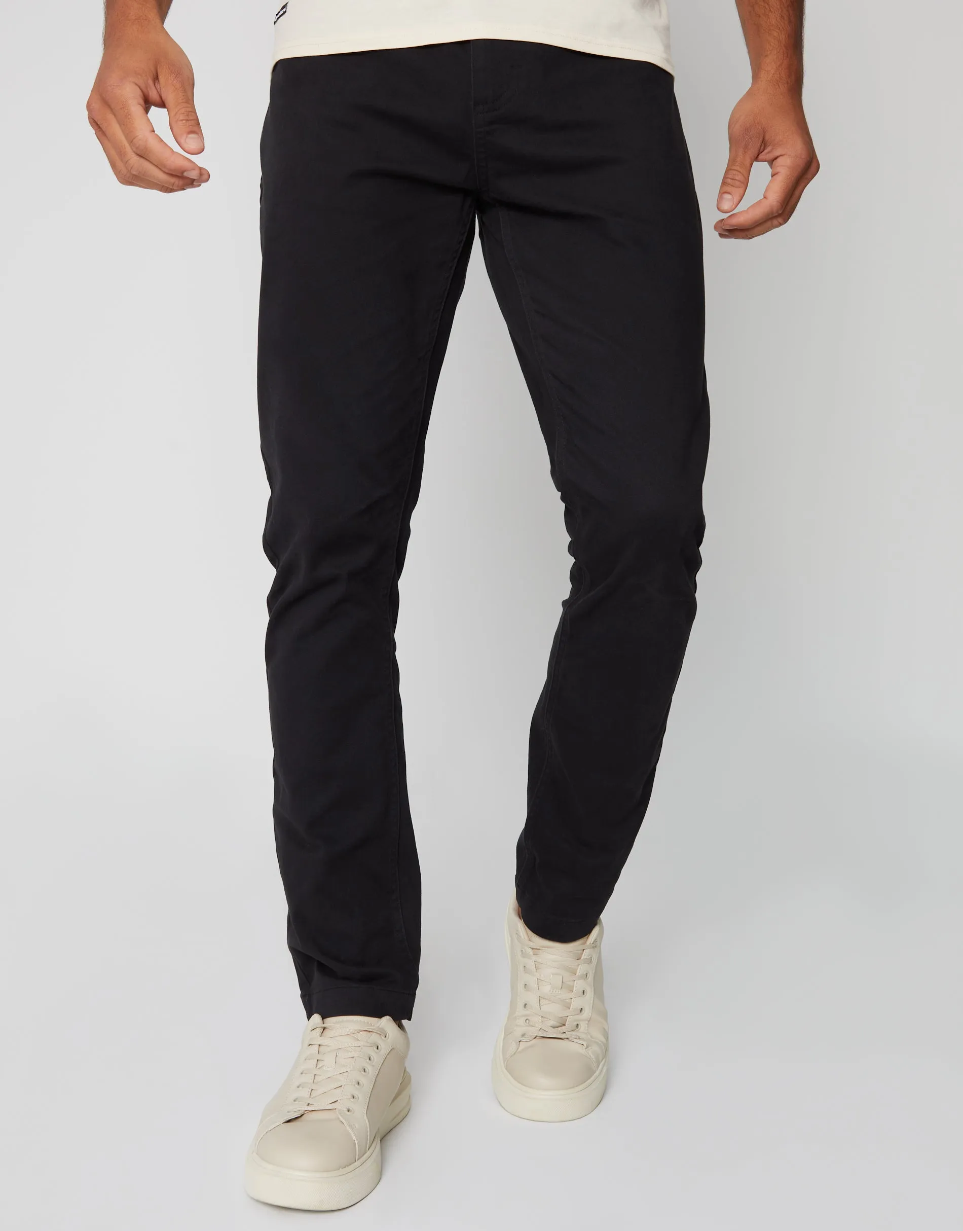 Men's Black 5 Pocket Stretch Chino Trousers sold by Threadbare