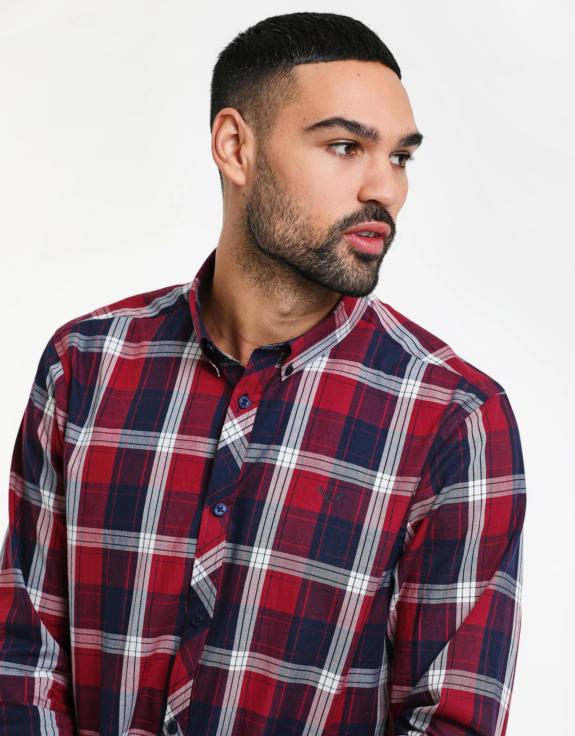 Men's Red Florence Check Long Sleeve Shirt sold by Threadbare product image thumbnail 4