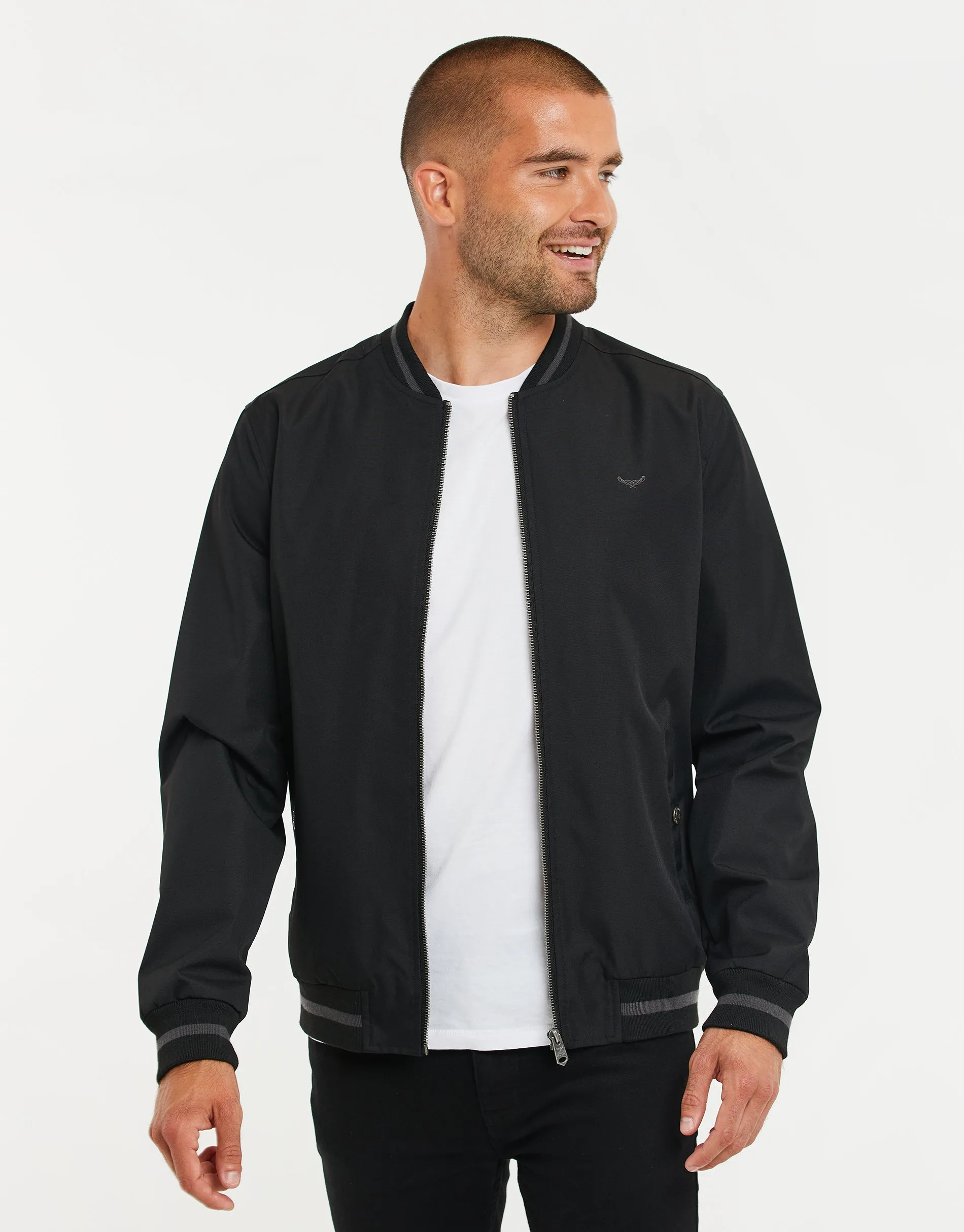 Men's Black Bomber Jacket sold by Threadbare