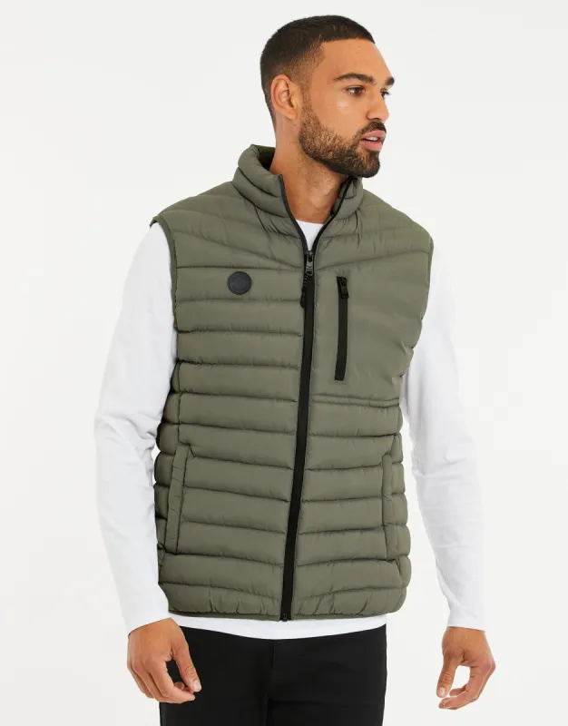 Men's Khaki Padded Gilet sold by Threadbare