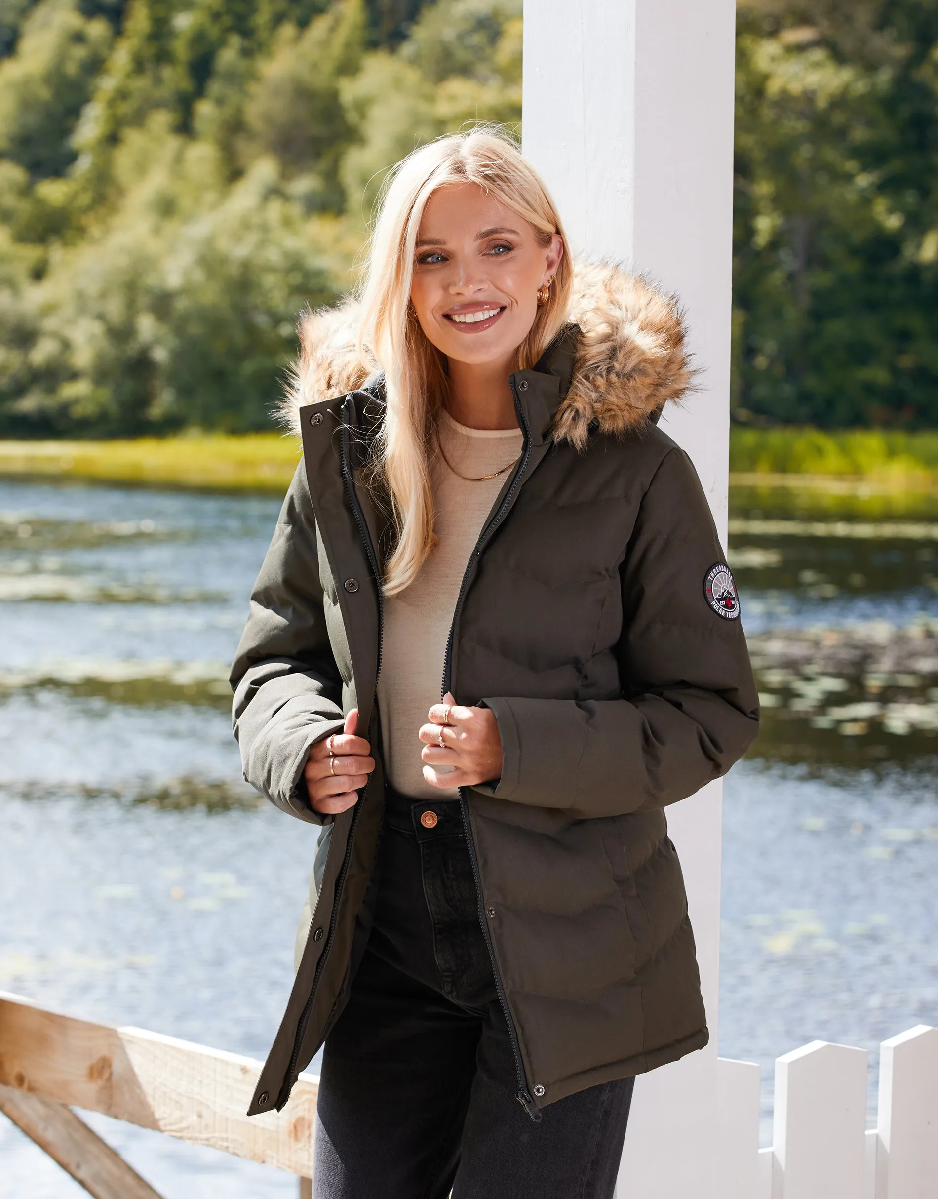 Women's Khaki Short Parka Jacket sold by Threadbare
