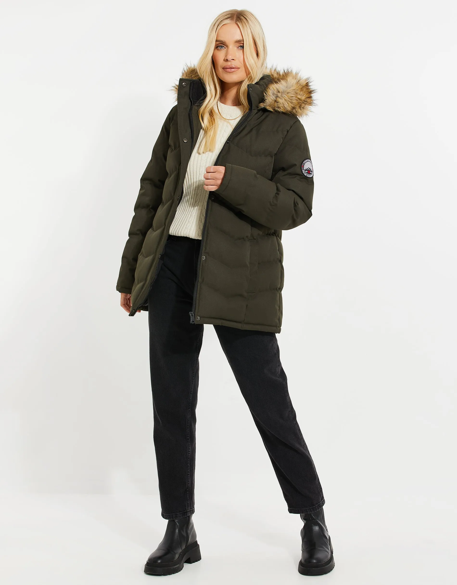 Women's Khaki Short Parka Jacket sold by Threadbare product image thumbnail 4