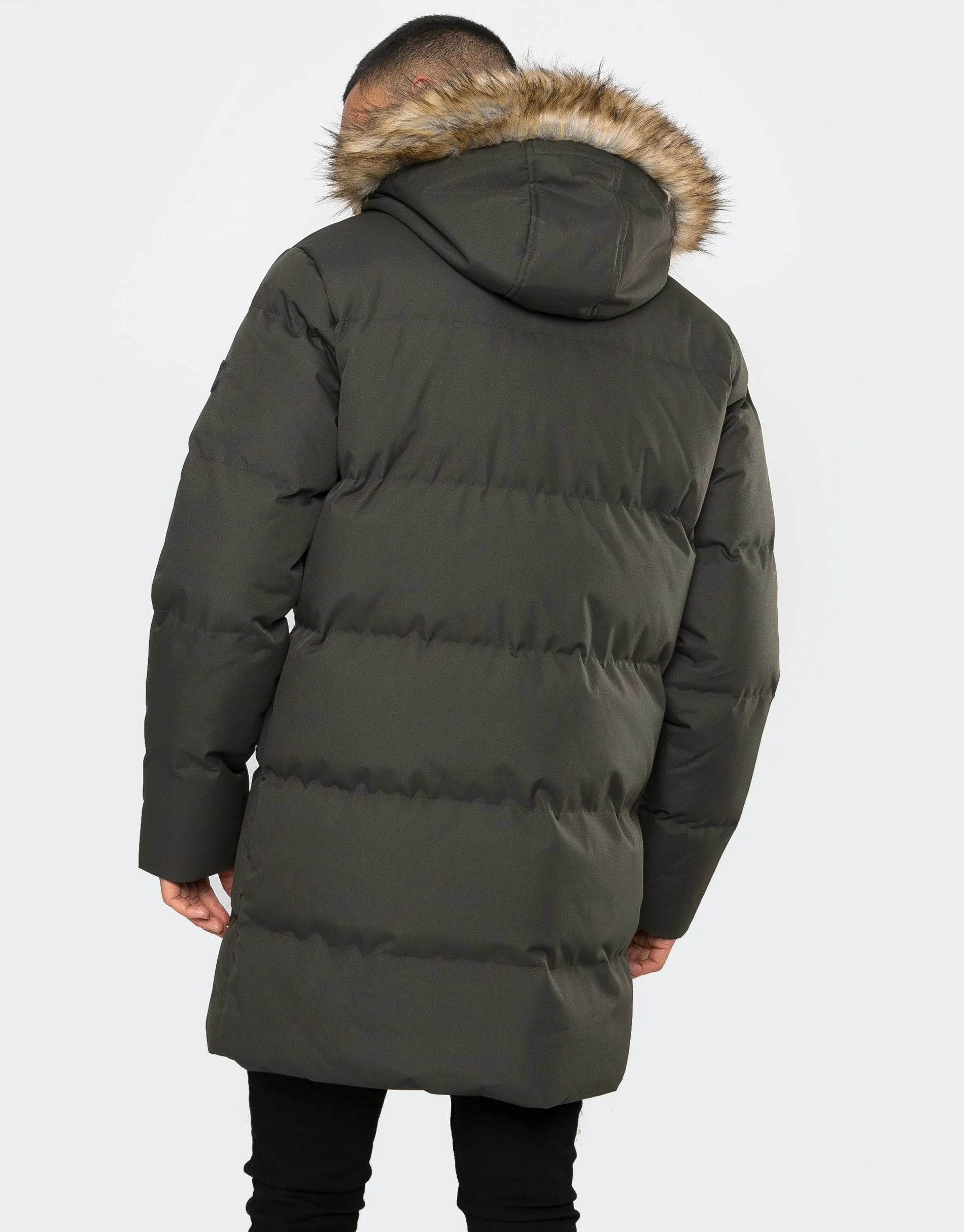 Men's Khaki Longline Padded Parka Coat sold by Threadbare product image thumbnail 2