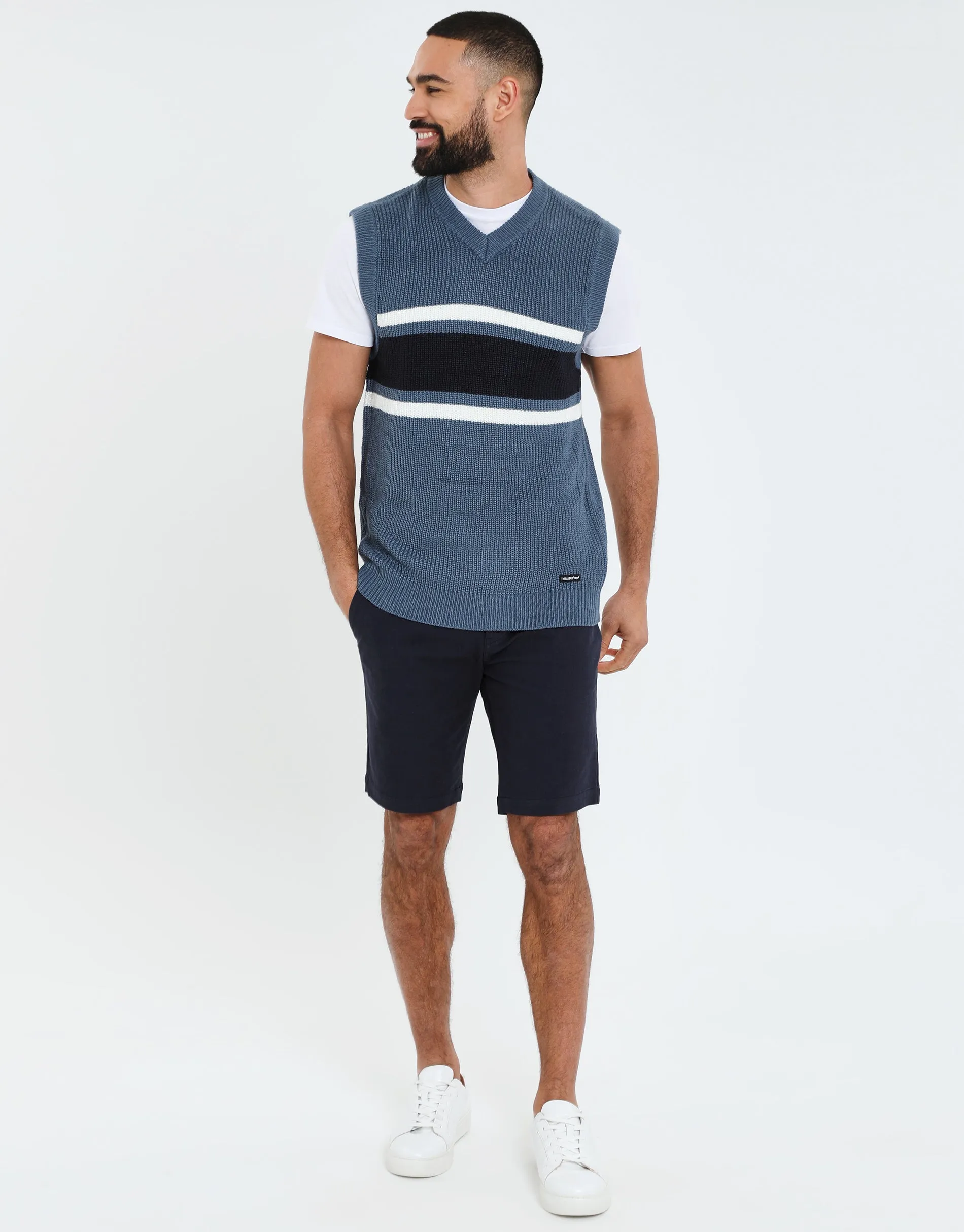 Men's Denim Blue Knitted Vest sold by Threadbare product image thumbnail 3