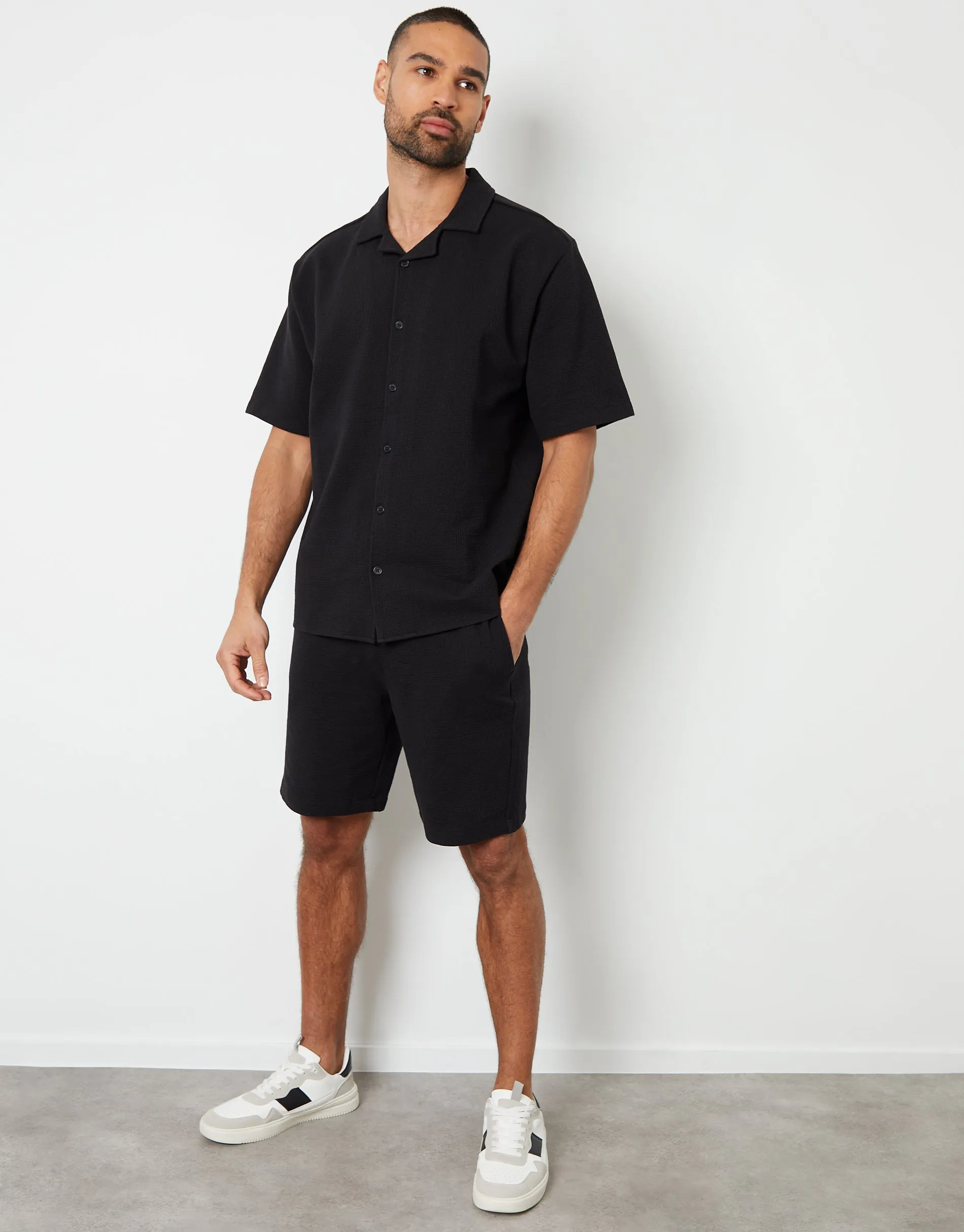 Black Textured Cotton Shorts sold by Threadbare product image thumbnail 3