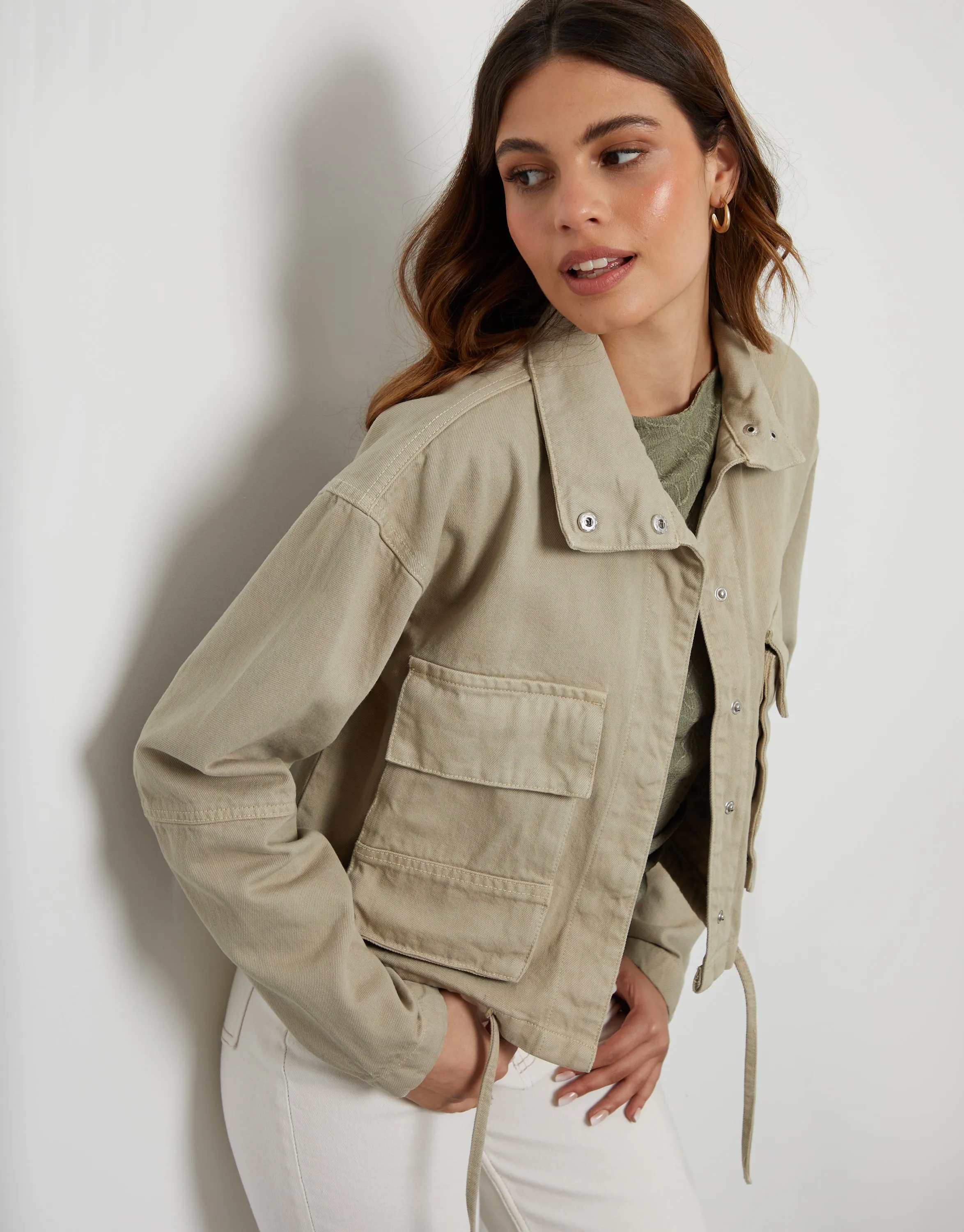 Women's Sage Twill Utility Jacket sold by Threadbare