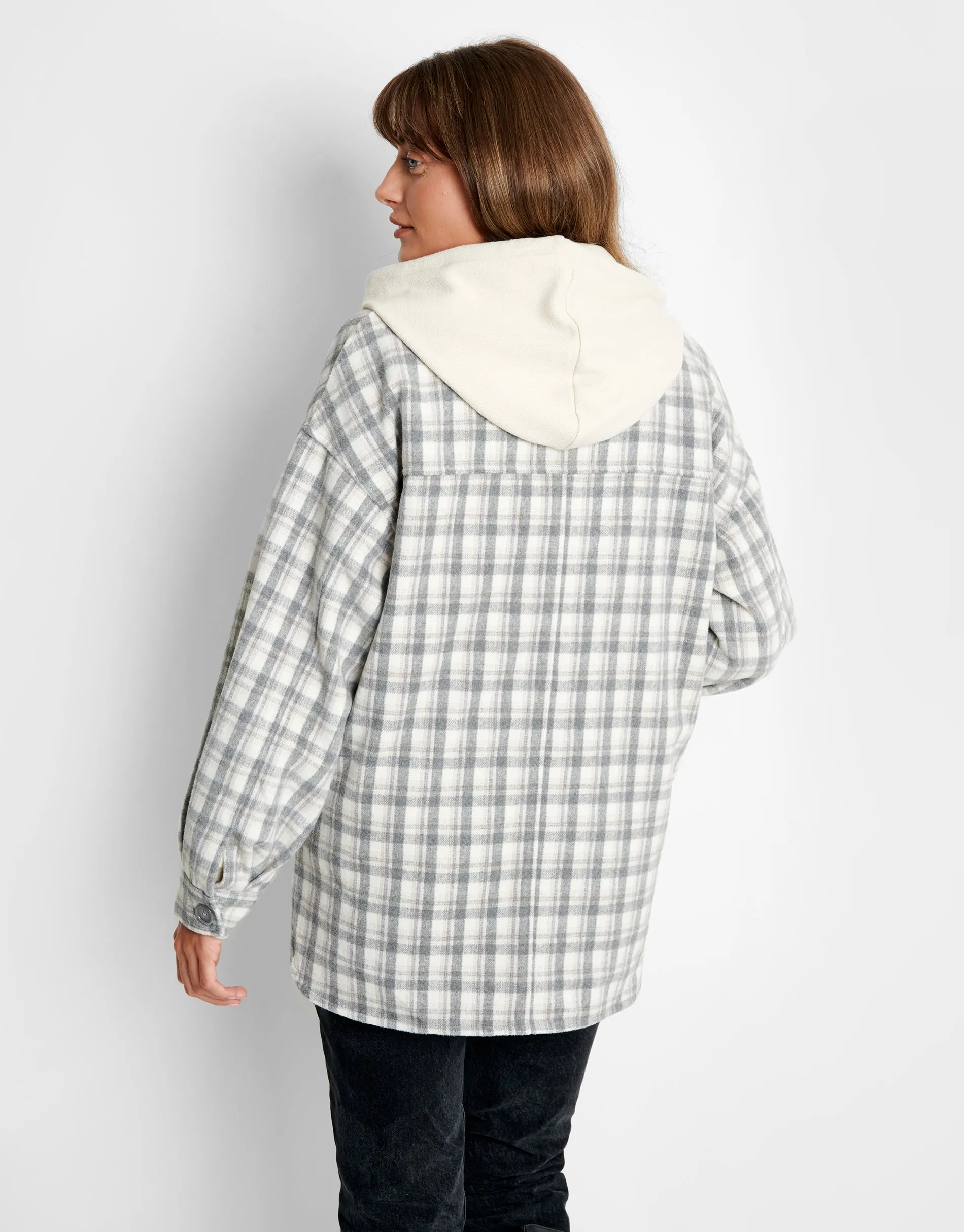 Women's Grey Check Oversized Shacket sold by Threadbare product image thumbnail 2