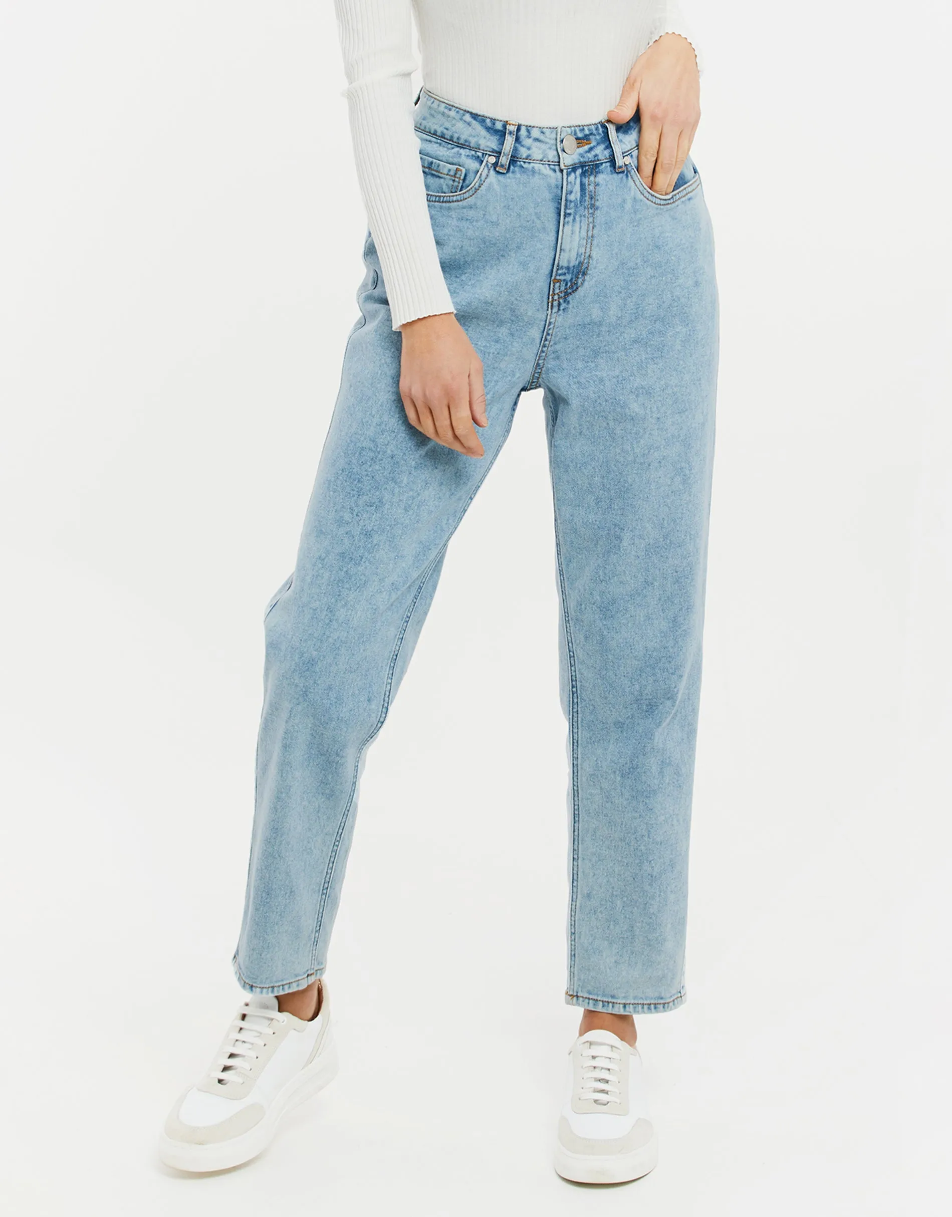 Women's Light Blue Wash Mom Jeans sold by Threadbare