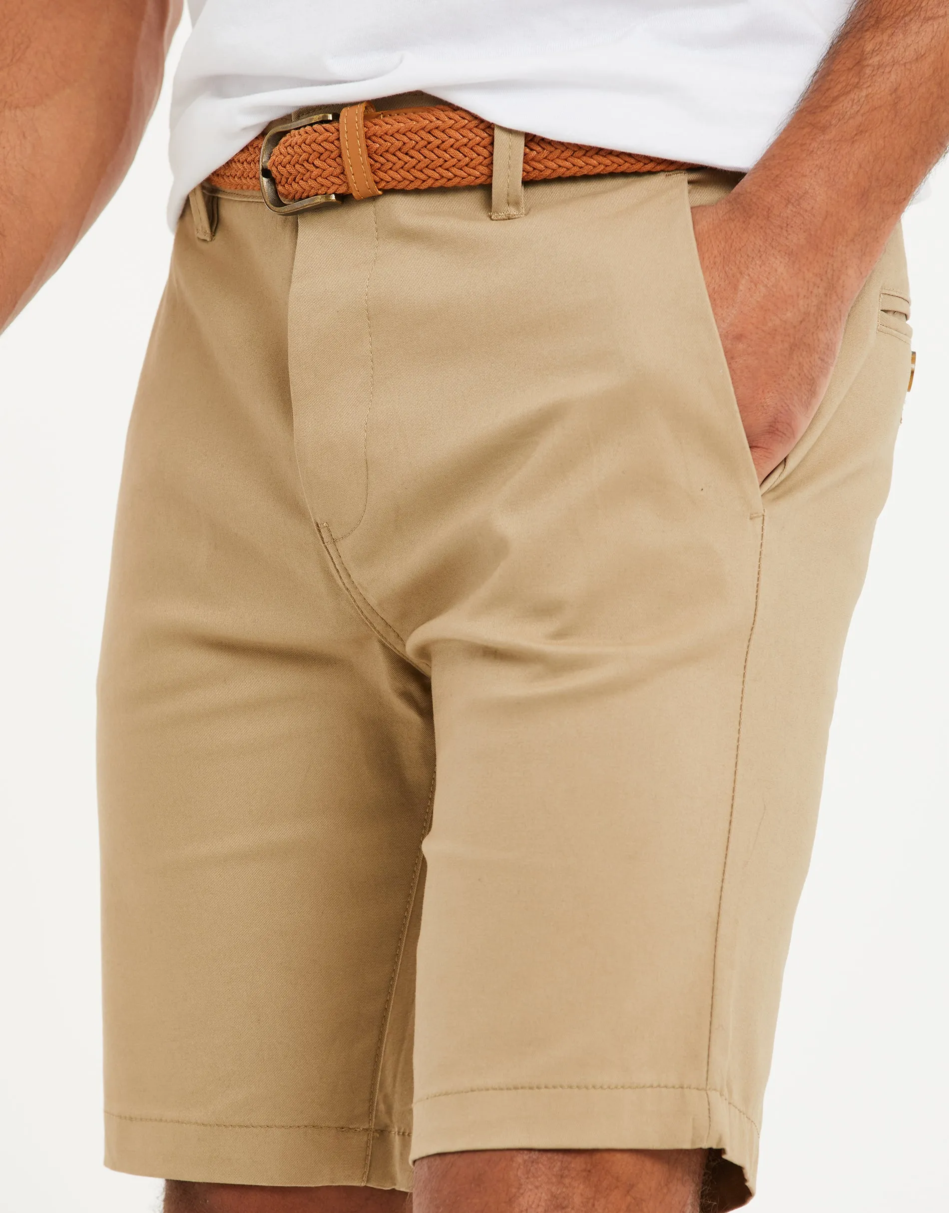 Stone Belted Chino Shorts sold by Threadbare product image thumbnail 5