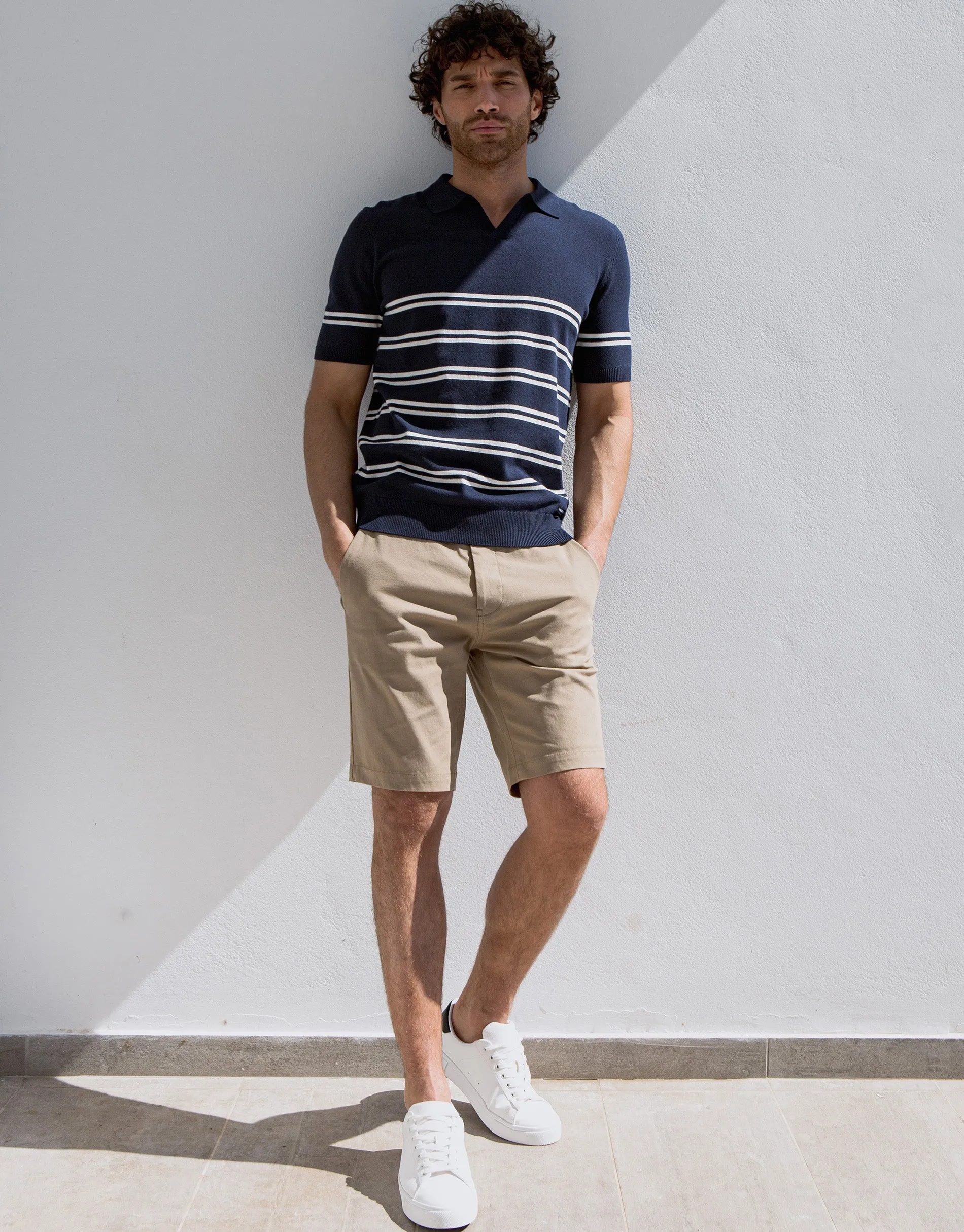 Stone Belted Chino Shorts sold by Threadbare product image thumbnail 3