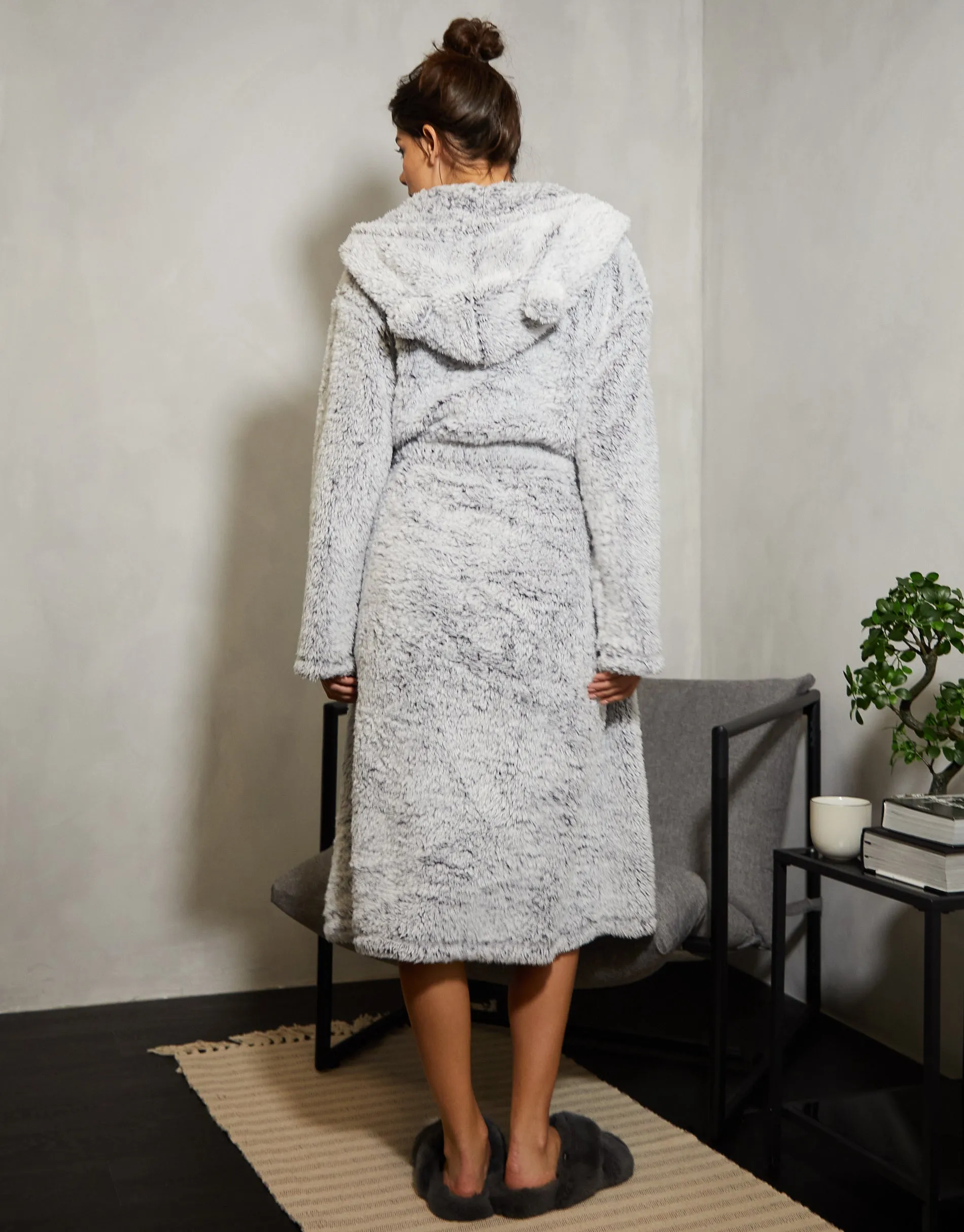 Women's Grey Fluffy Dressing Gown sold by Threadbare product image thumbnail 2