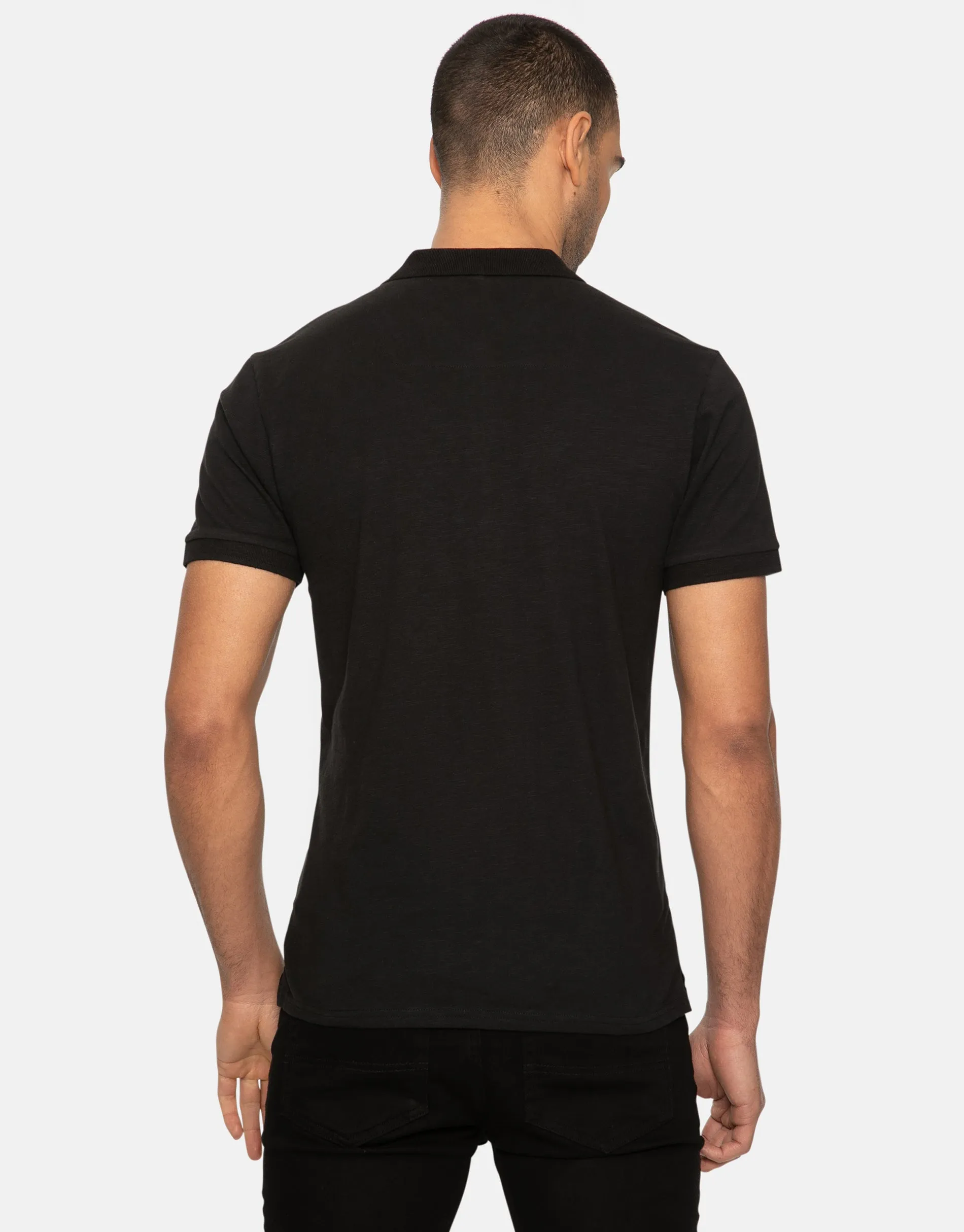 Men's Black Short Sleeve Polo Shirt sold by Threadbare product image thumbnail 2