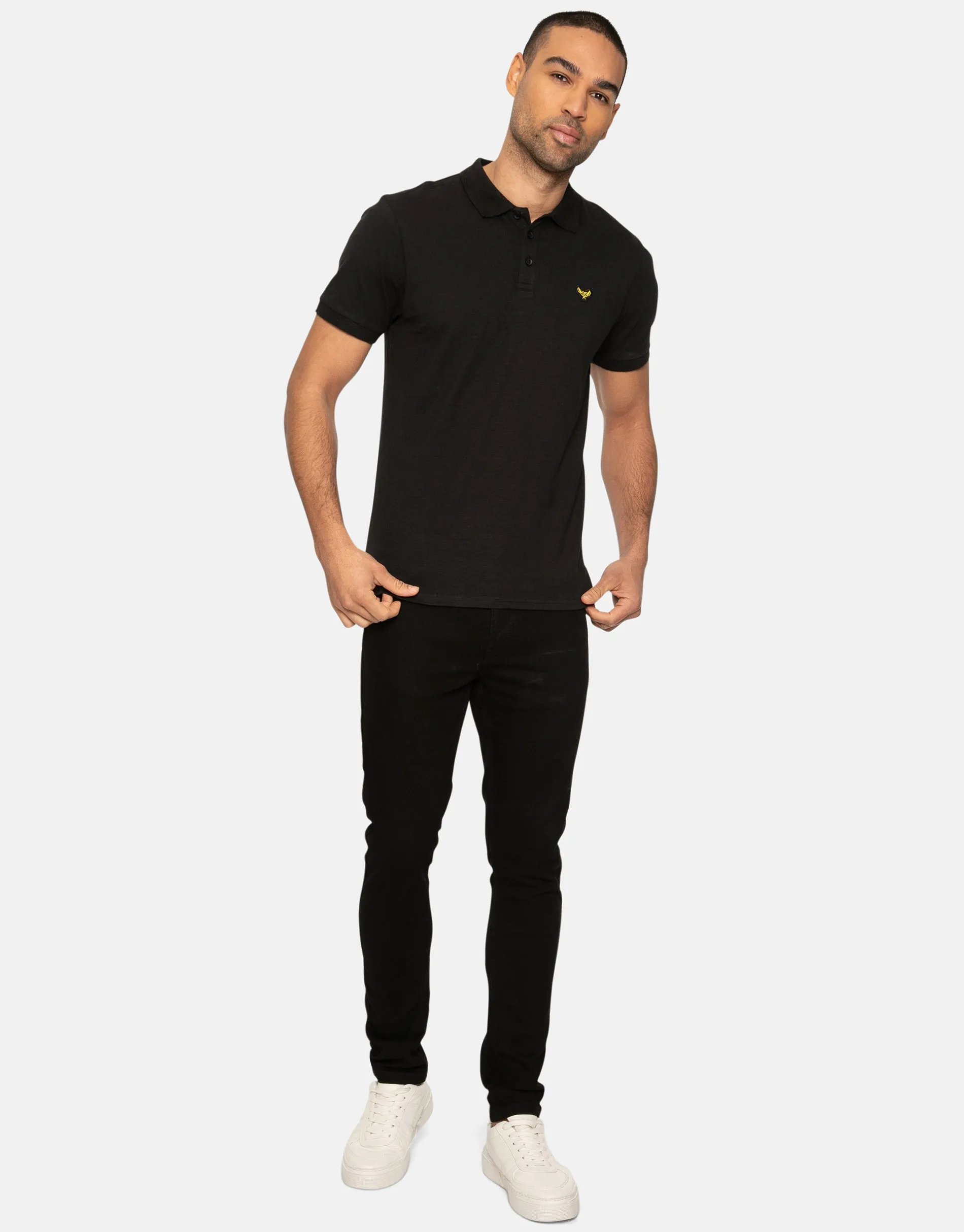 Men's Black Short Sleeve Polo Shirt sold by Threadbare product image thumbnail 3