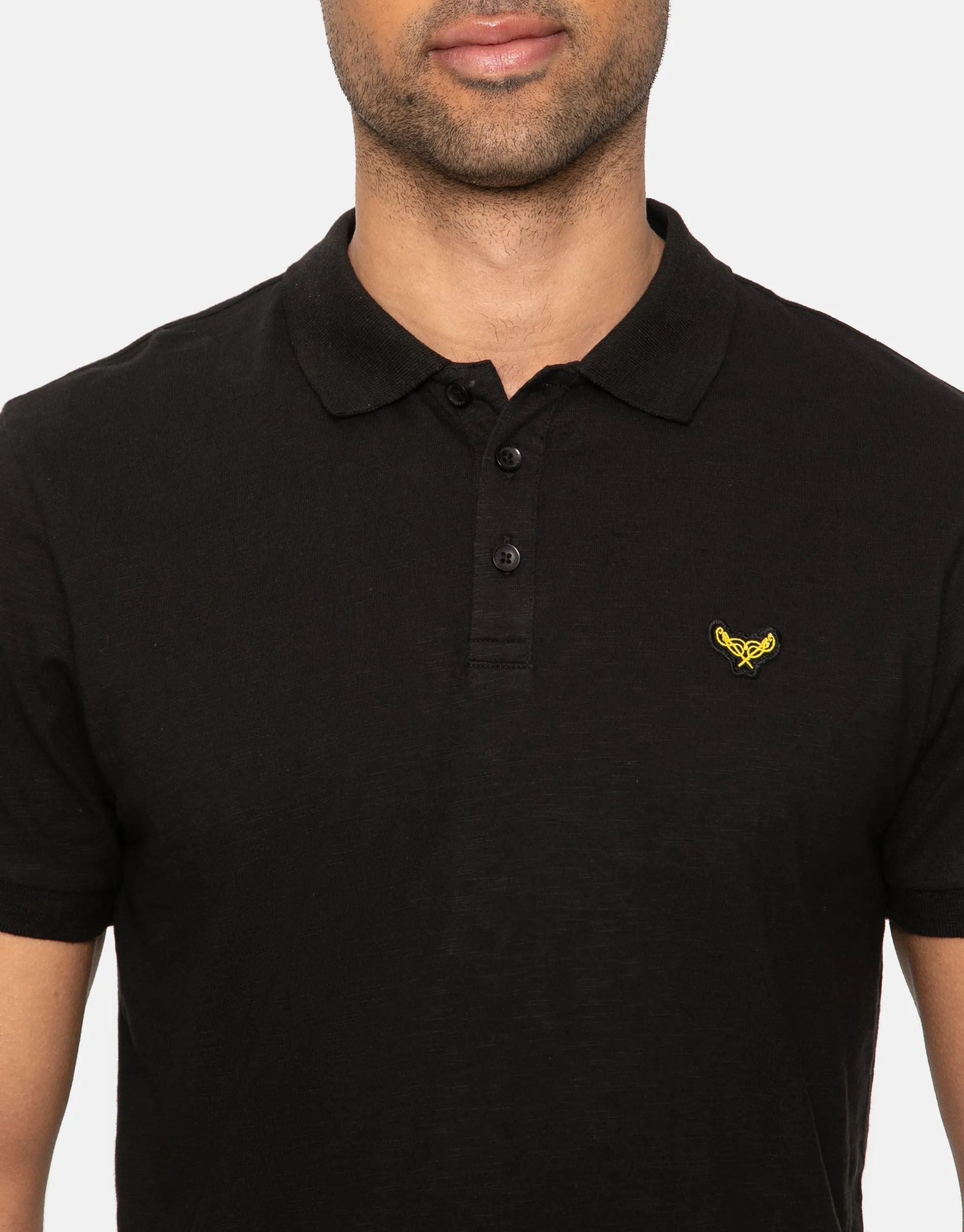 Men's Black Short Sleeve Polo Shirt sold by Threadbare product image thumbnail 4
